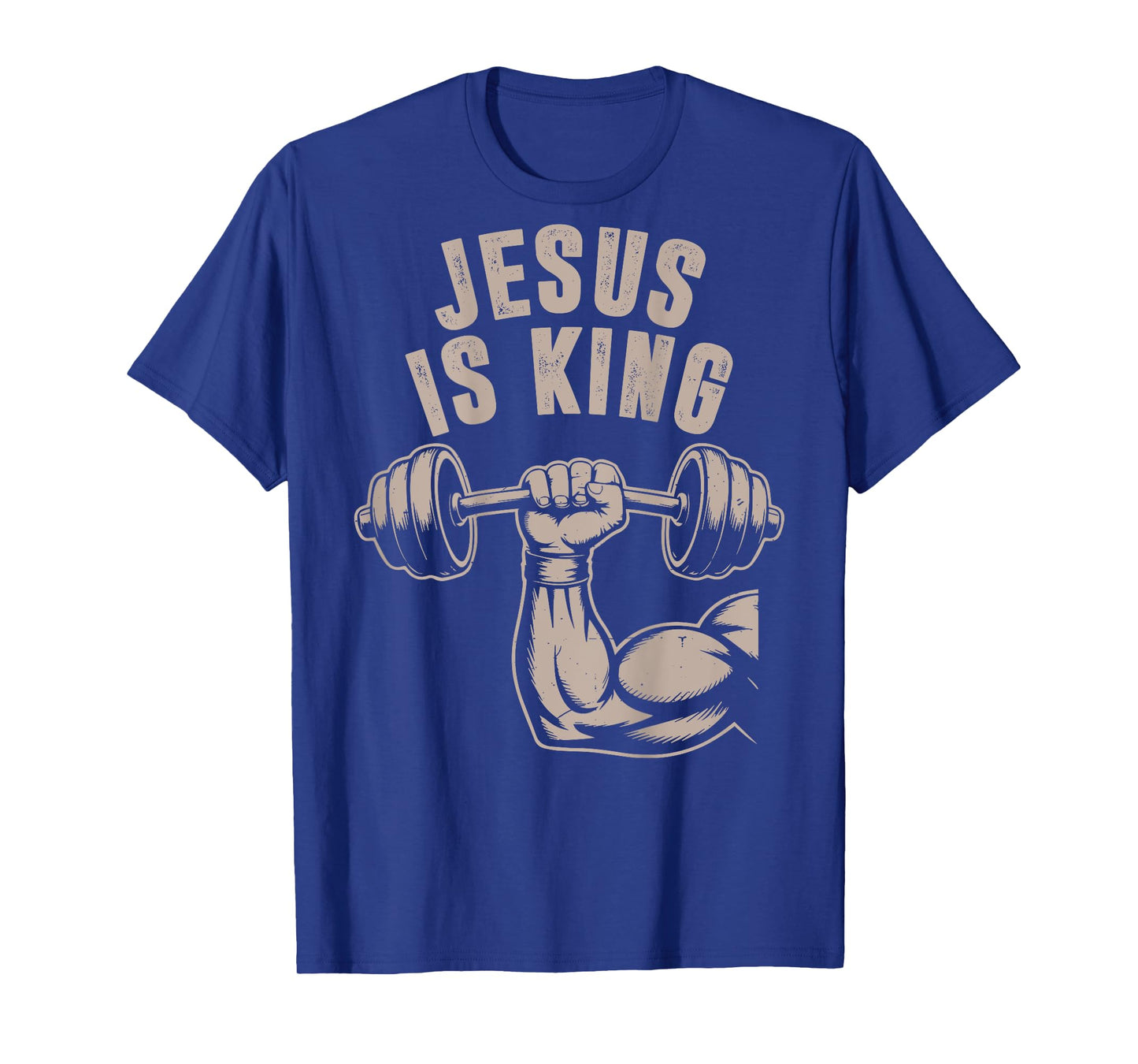 Jesus is King Barbell Cross Funny Christian Workout Gym Men T-Shirt