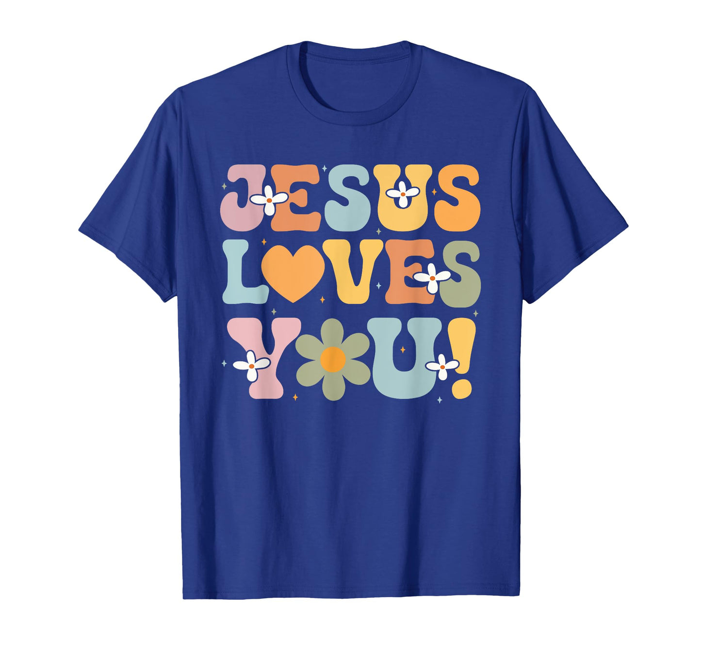 Cute Jesus Loves You Groovy Christian Kid Girl Women Vintage T-Shirt
