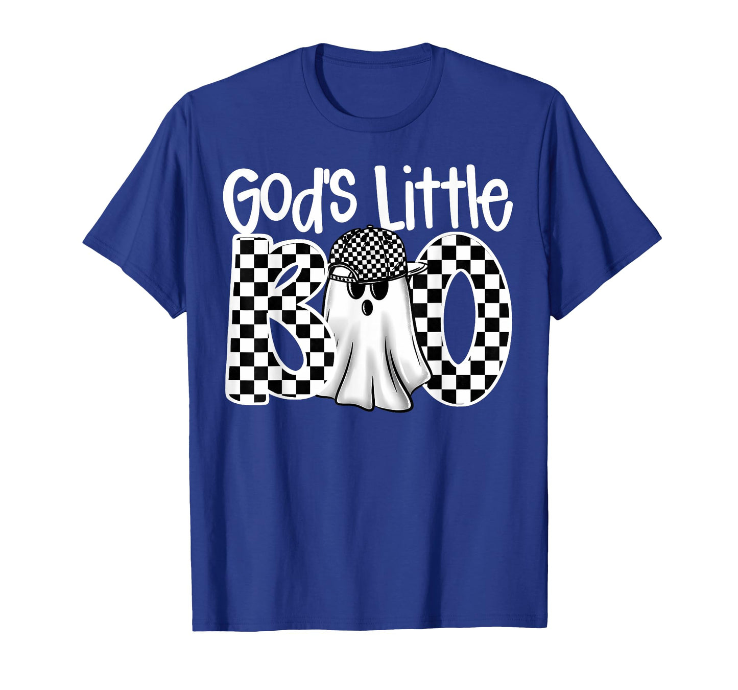 God's Little Boo Checkered Ghost Christian Halloween Boy Kid T-Shirt