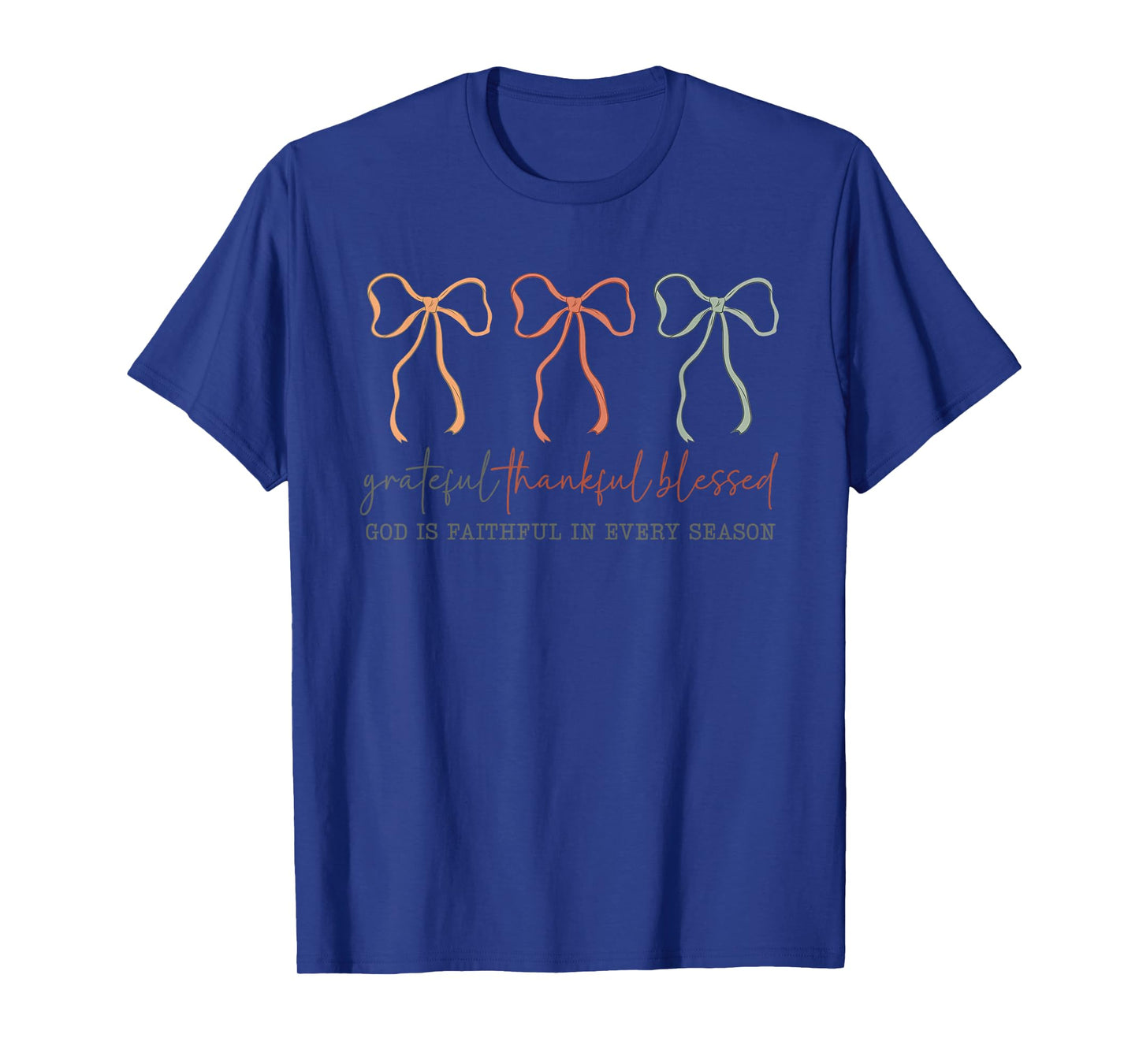 Grateful Thankful Blessed God's Faithful Christian Faith Bow T-Shirt