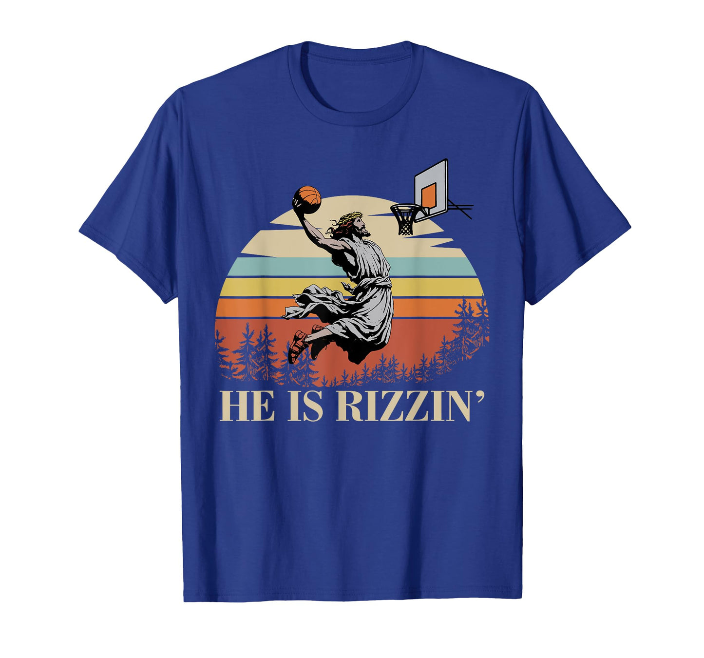 He Is Rizzin Jesus Playing Basketball Funny Easter Day T-Shirt