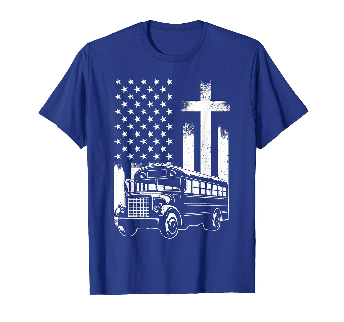 Bus Driver Patriotic Christian USA Flag School Bus Driver T-Shirt