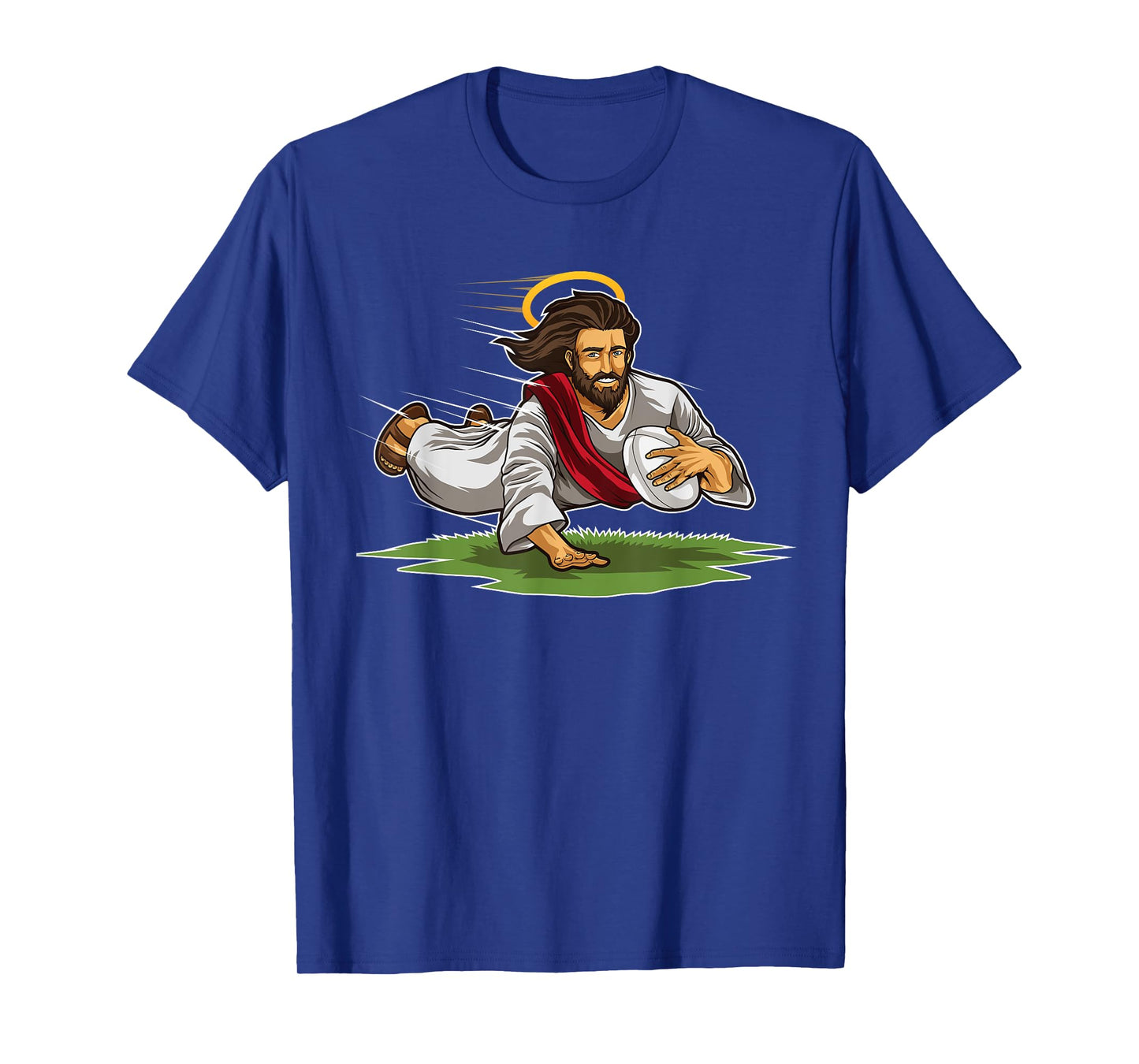 Rugby Jesus Scores Funny Rugby Illustration T-Shirt
