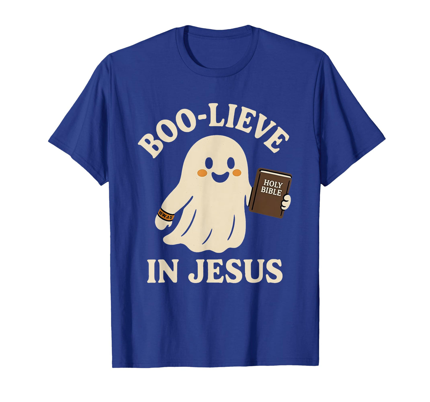 Ghost Boo Lieve in Jesus Holy Bible Happy Halloween 2025 T-Shirt