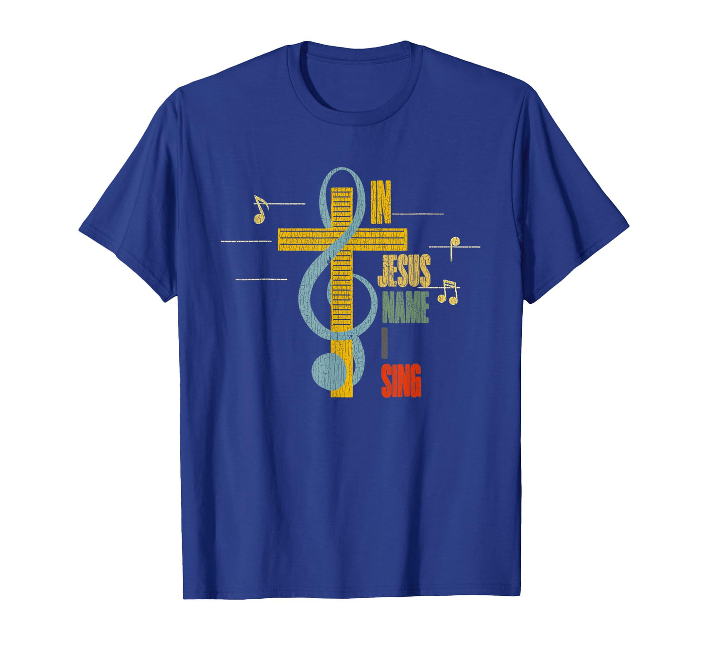 Vintage In Jesus Name I Sing Music Note Cross T-Shirt