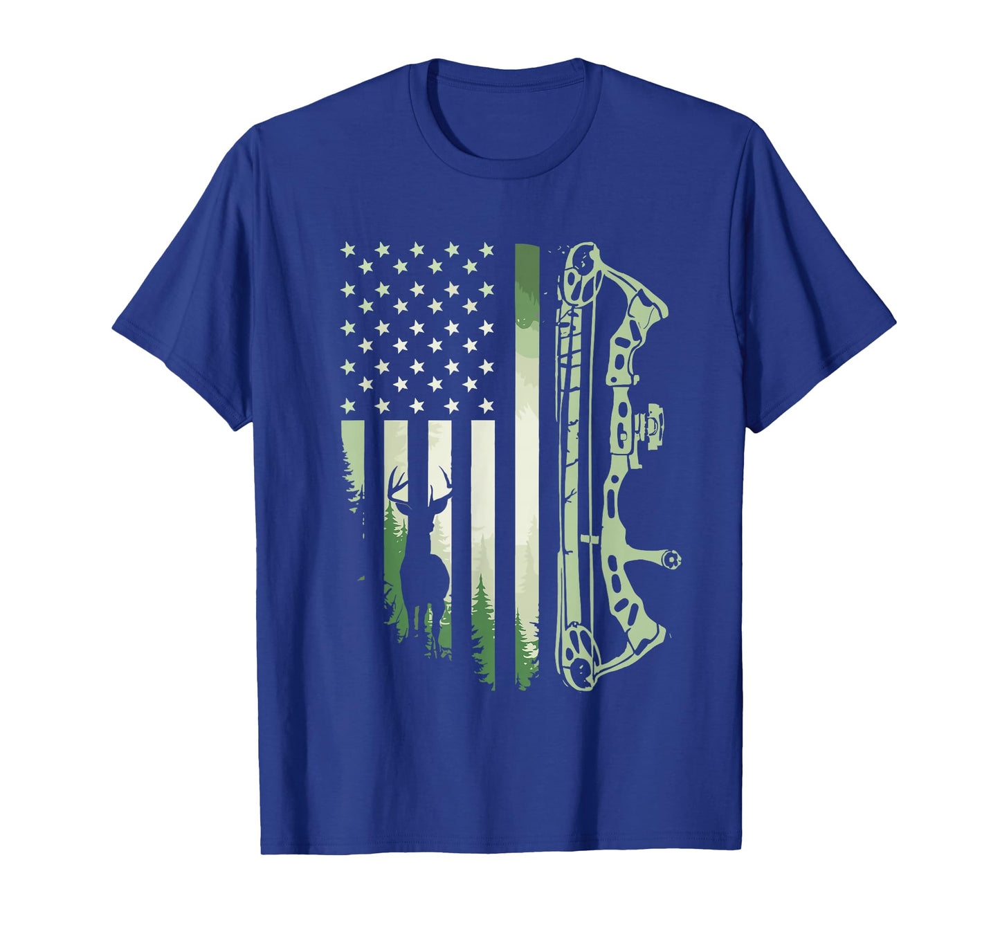 Patriotic Bowhunting USA Flag Bow Archery Deer Hunting Wild T-Shirt