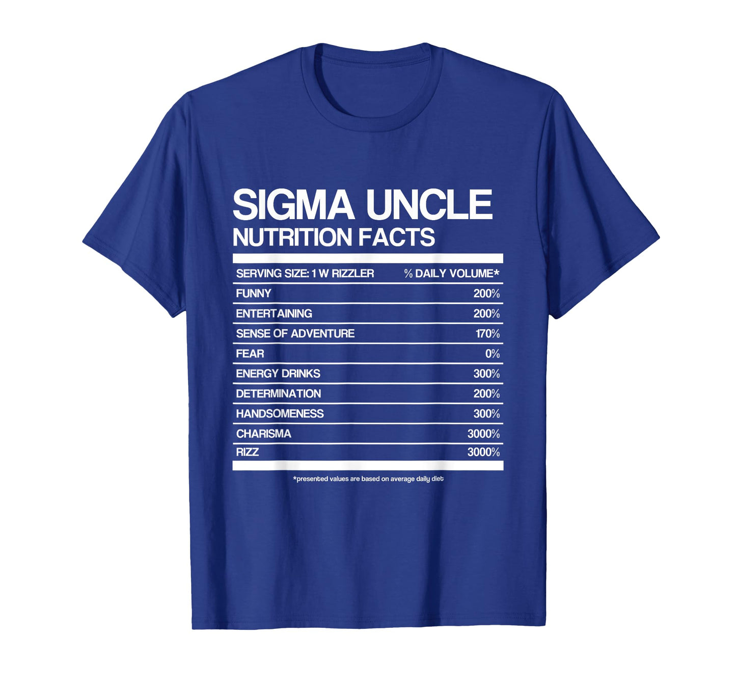 Funny Sigma Uncle Nutrition Facts Sigma Family Uncle Meme T-Shirt