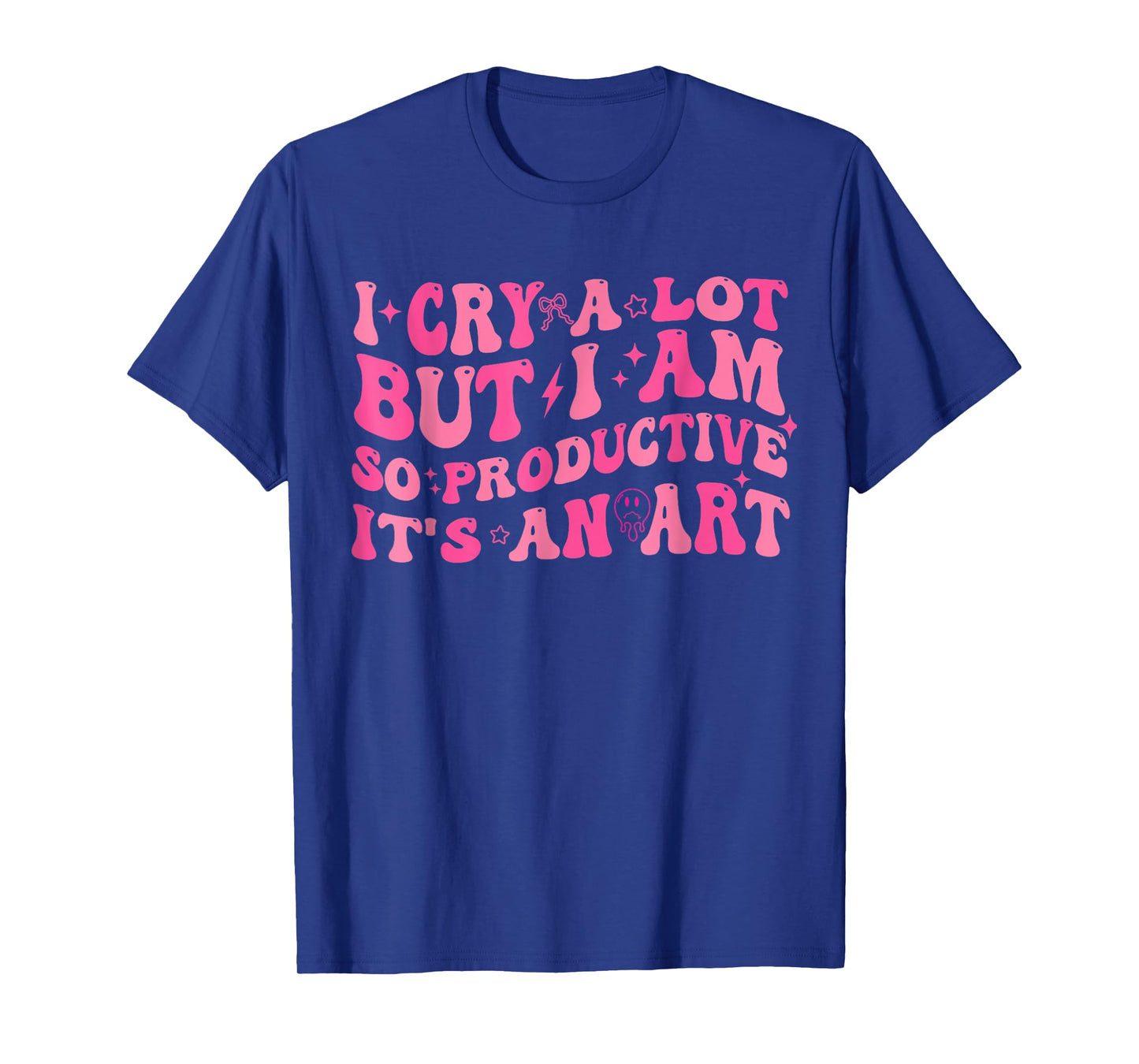 Retro I Cry A Lot But I Am So Productive Funny Trending Meme T-Shirt