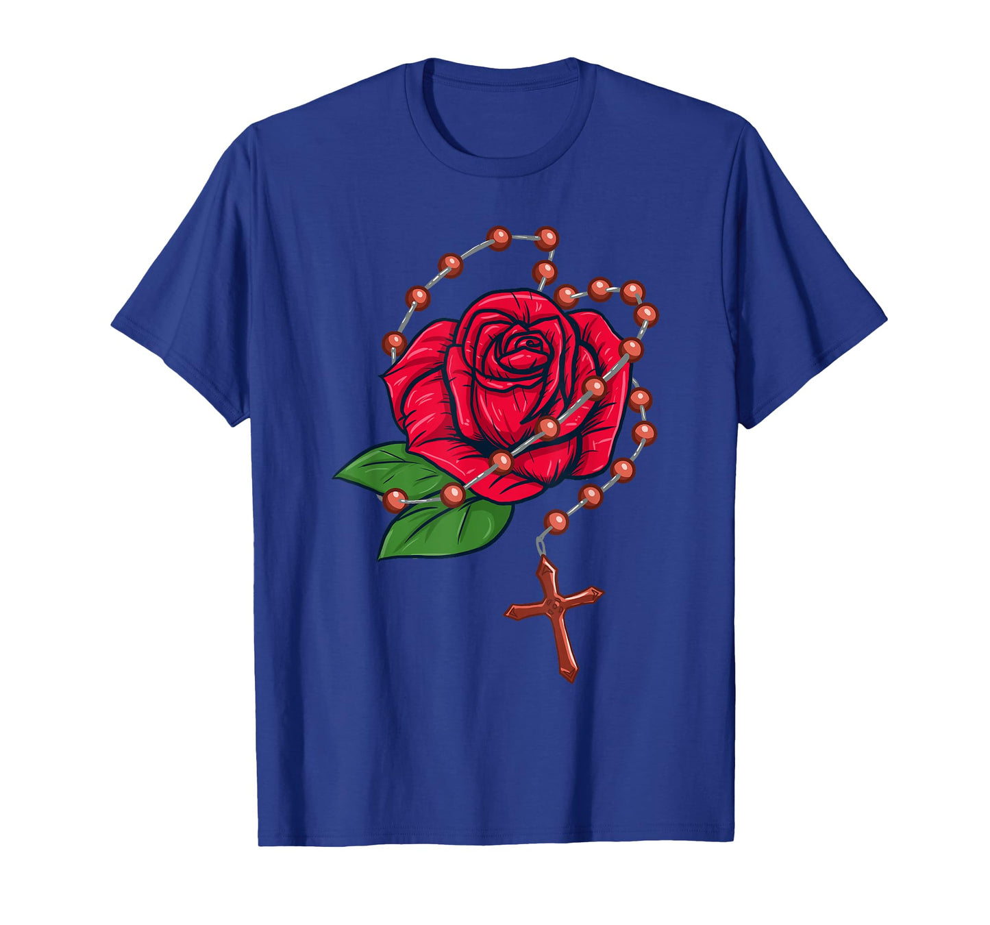 Rosary Beads & Rose - Catholic Pray The Rosary T-Shirt