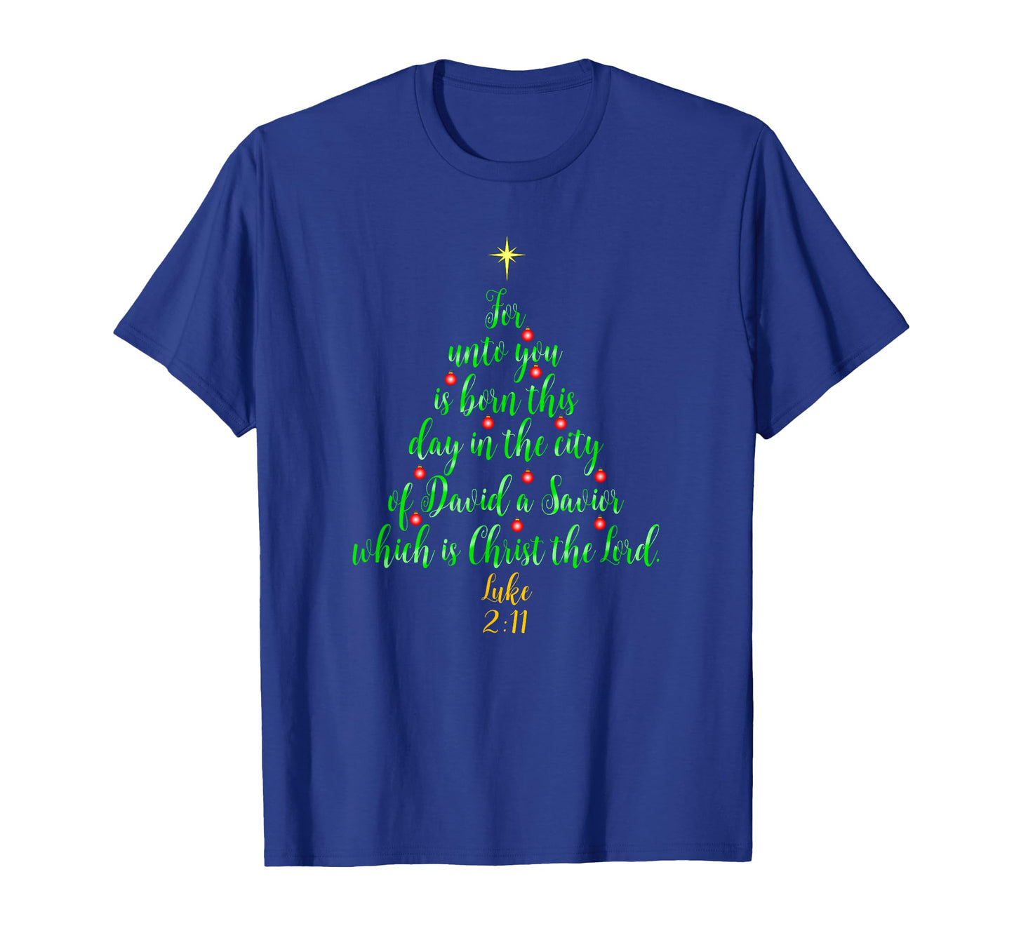 Christian Christmas Shirts Unto You Is Born A Savior Tree T-Shirt