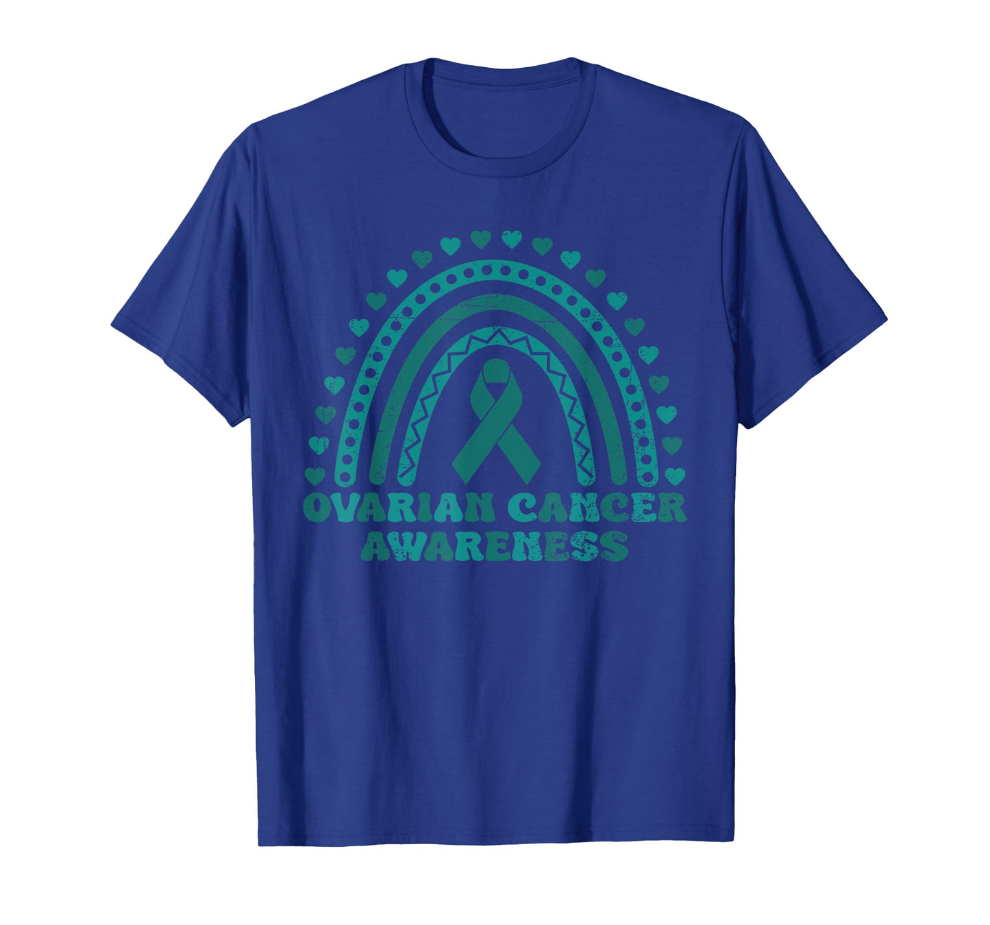 Teal Rainbow with Hope Teal Ribbon Ovarian Cancer Awareness T-Shirt