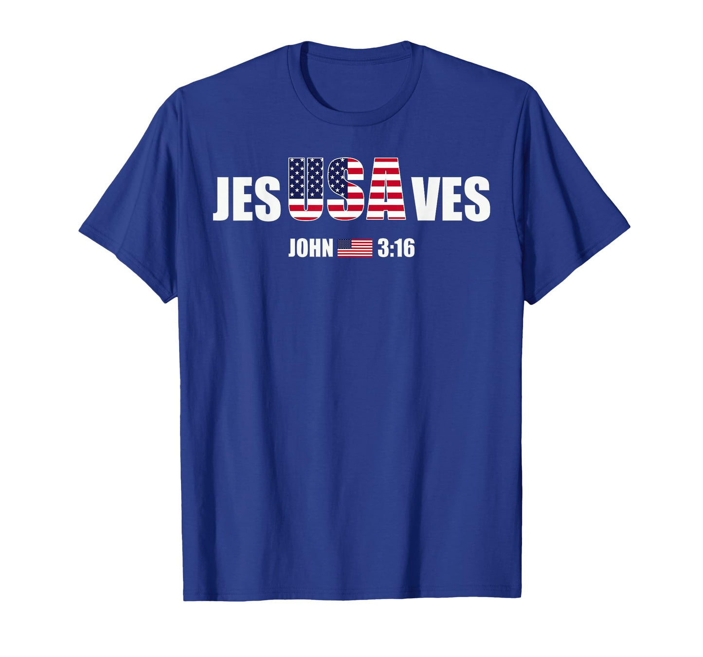 Jesus Saves JesUSAves USA American Flag Patriotic Christian T-Shirt