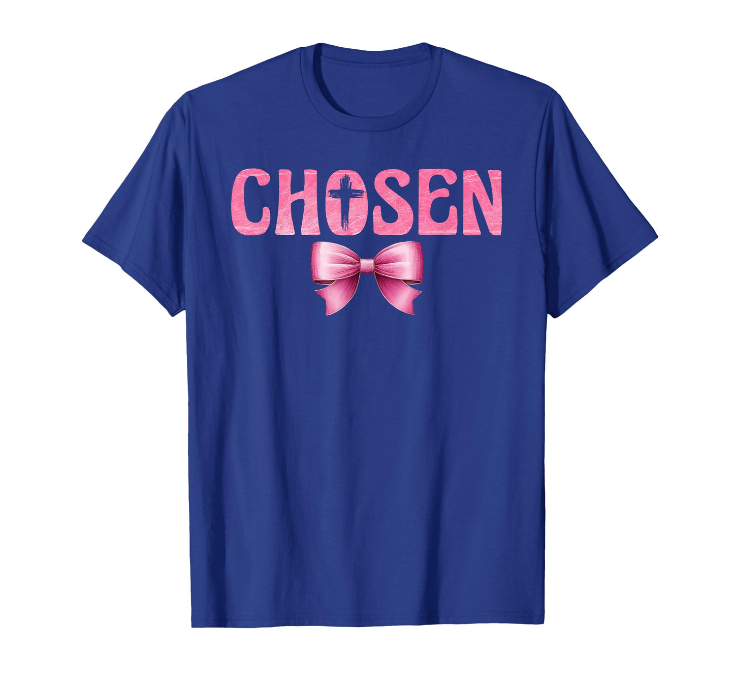 Coquette Chosen Pink Bow Cross Christian Faith Believers T-Shirt