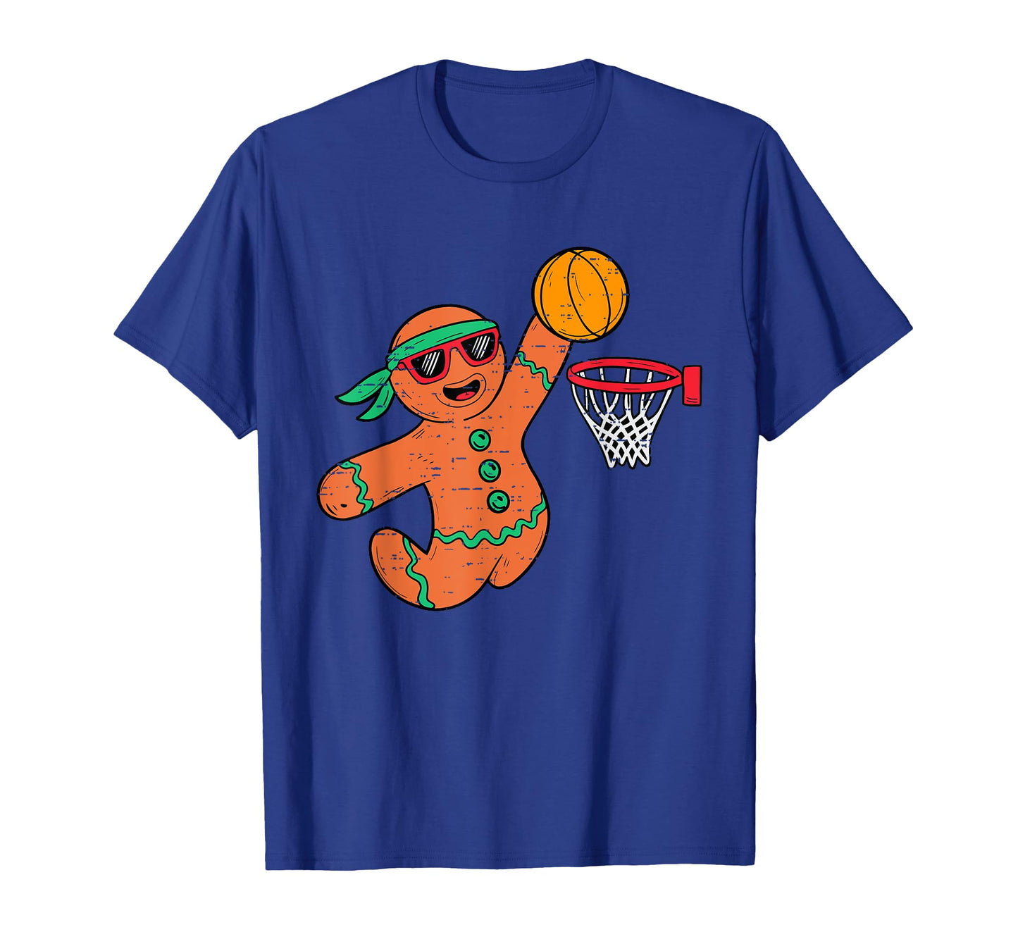 Funny Gingerbread Basketball Christmas Xmas Mens Boys Kids T-Shirt