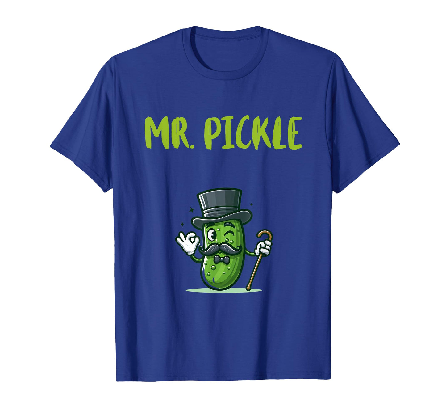 Foodie Design Mr. Pickle T-Shirt - Men's Unisex-Adults Black Small Classic Fit Short Sleeve Pickle-Themed T-Shirt