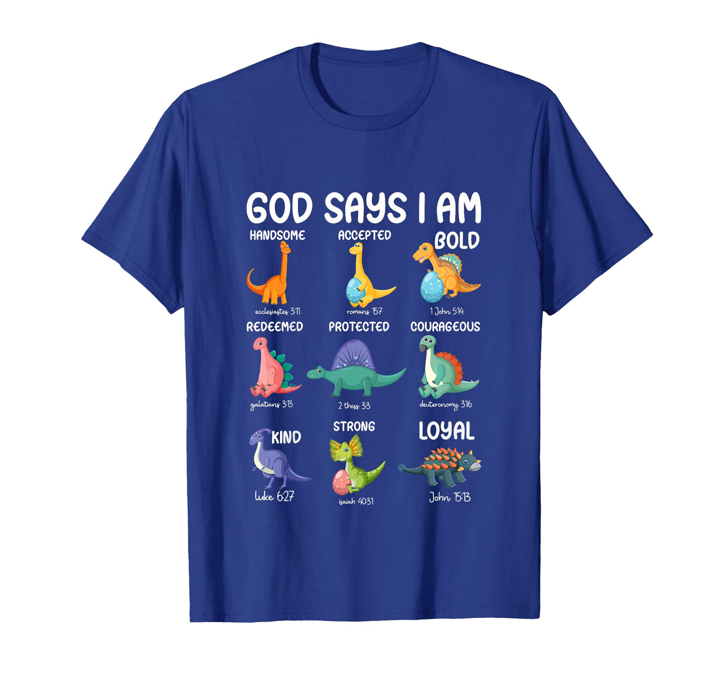 Kids God Says I Am Dinosaur Funny Dino Kids Boys Bible Verse T-Shirt