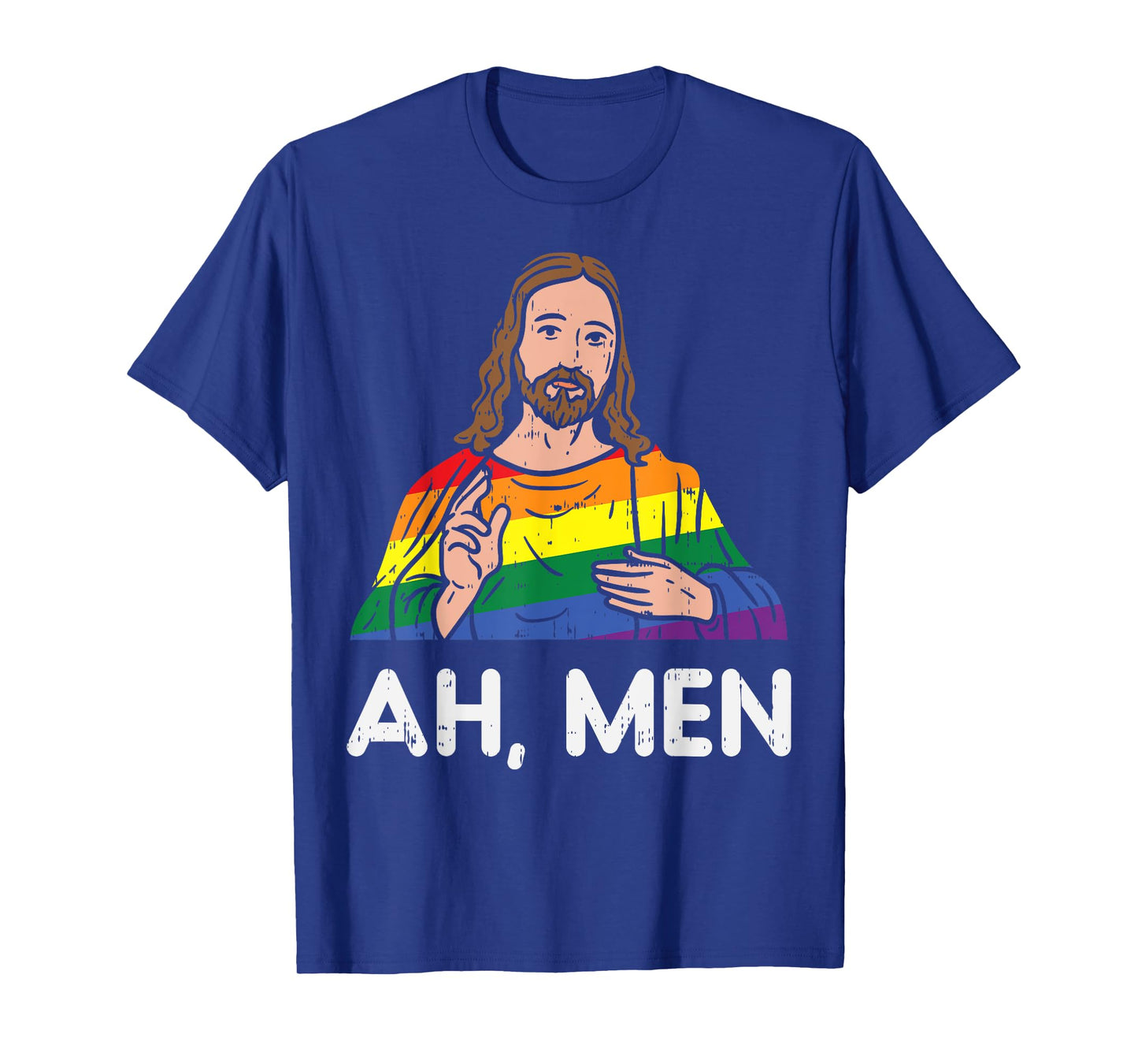 Ah Men Rainbow Gay Jesus Christian LGBT Pride Flag Men Gift T-Shirt