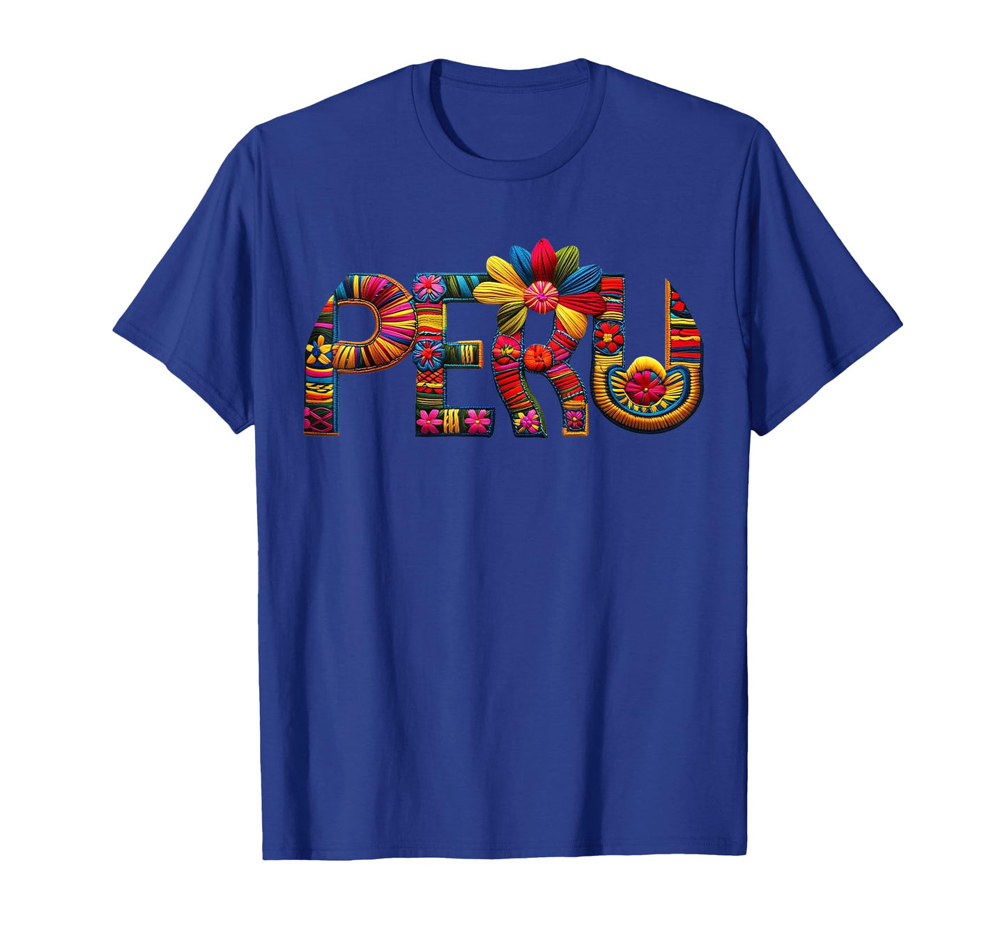 Graphic Peruvian Top with Embroidered Look T-Shirt