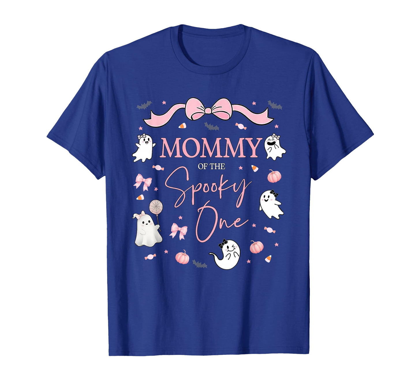 Mommy of The Spooky One Birthday Girl Pink Bow Halloween T-Shirt