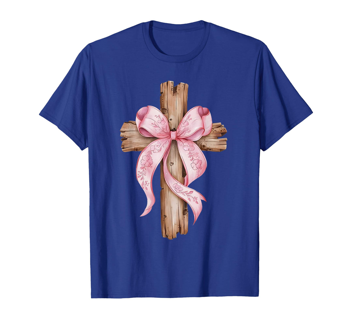 Christian Rustic Cross with Pink Bow Faithful Beauty T-Shirt