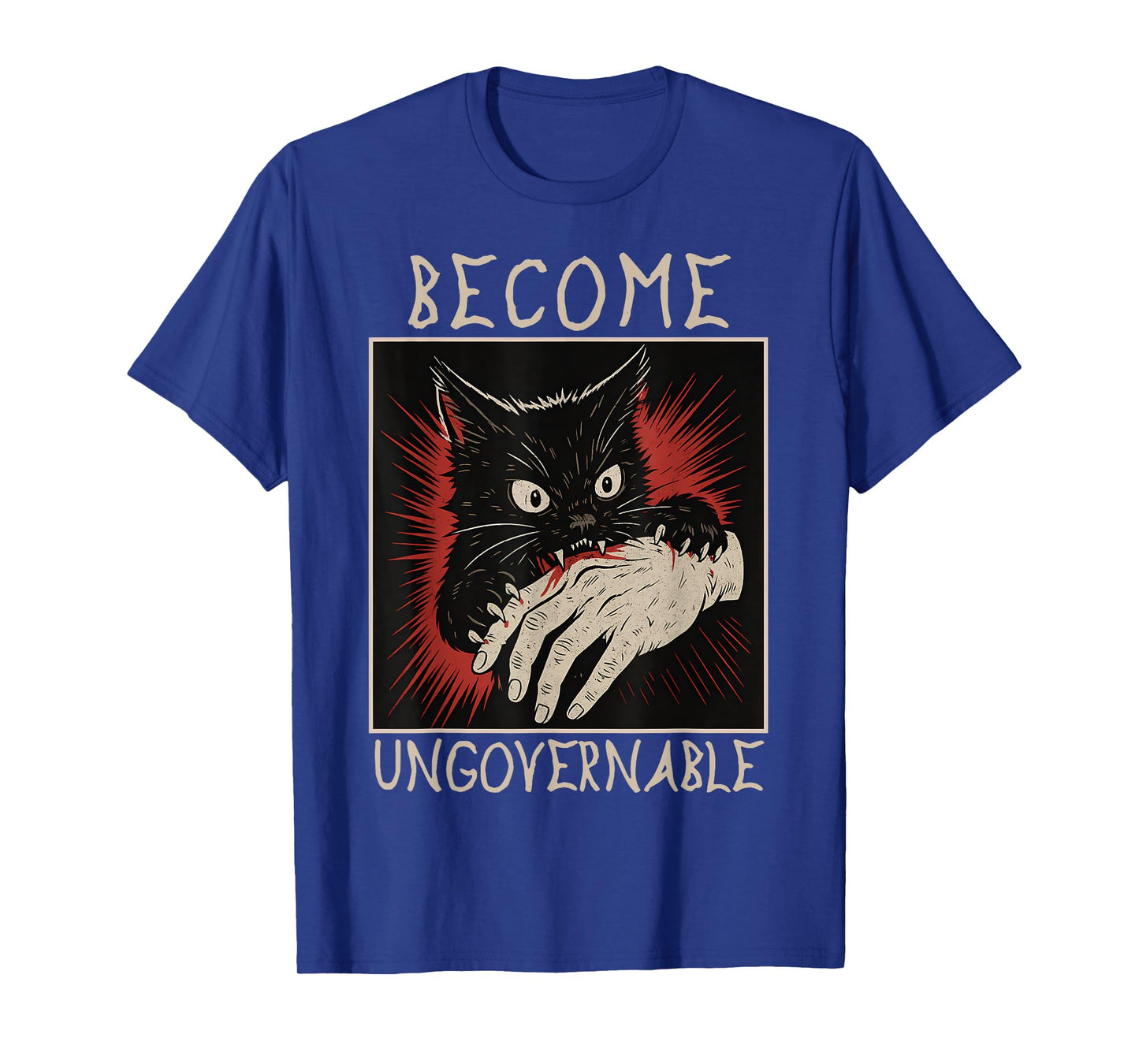 Become Ungovernable - Black Cat Biting Hand Funny Meme T-Shirt