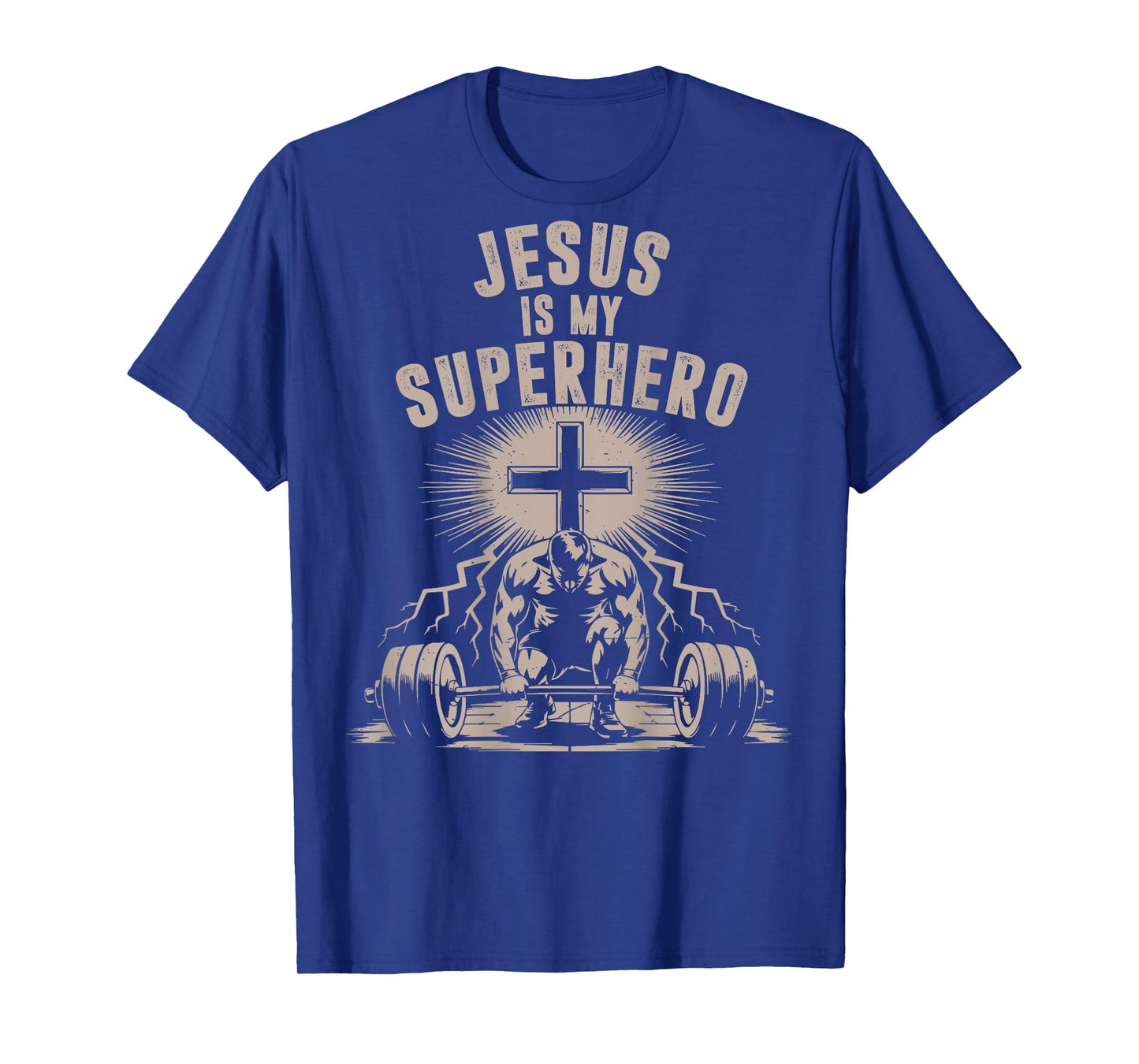 Jesus is My Superhero Barbell Funny Christian Workout Gym T-Shirt
