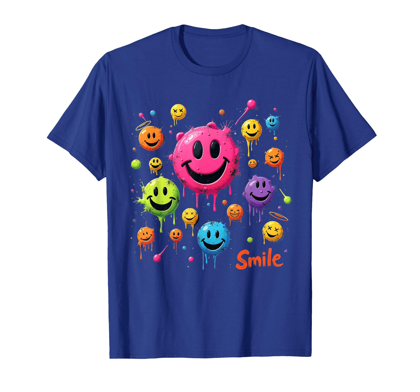 Smile Face Emoticons Fun Vivid Smileys Graphic T-Shirt
