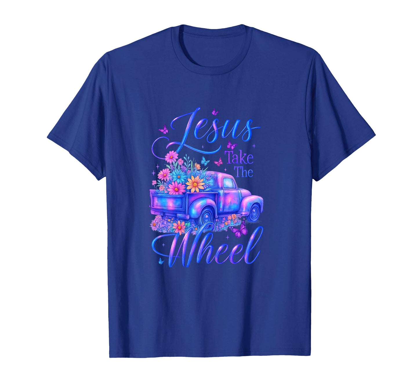 Jesus Take The Wheel Purple Floral Truck Butterfly T-Shirt