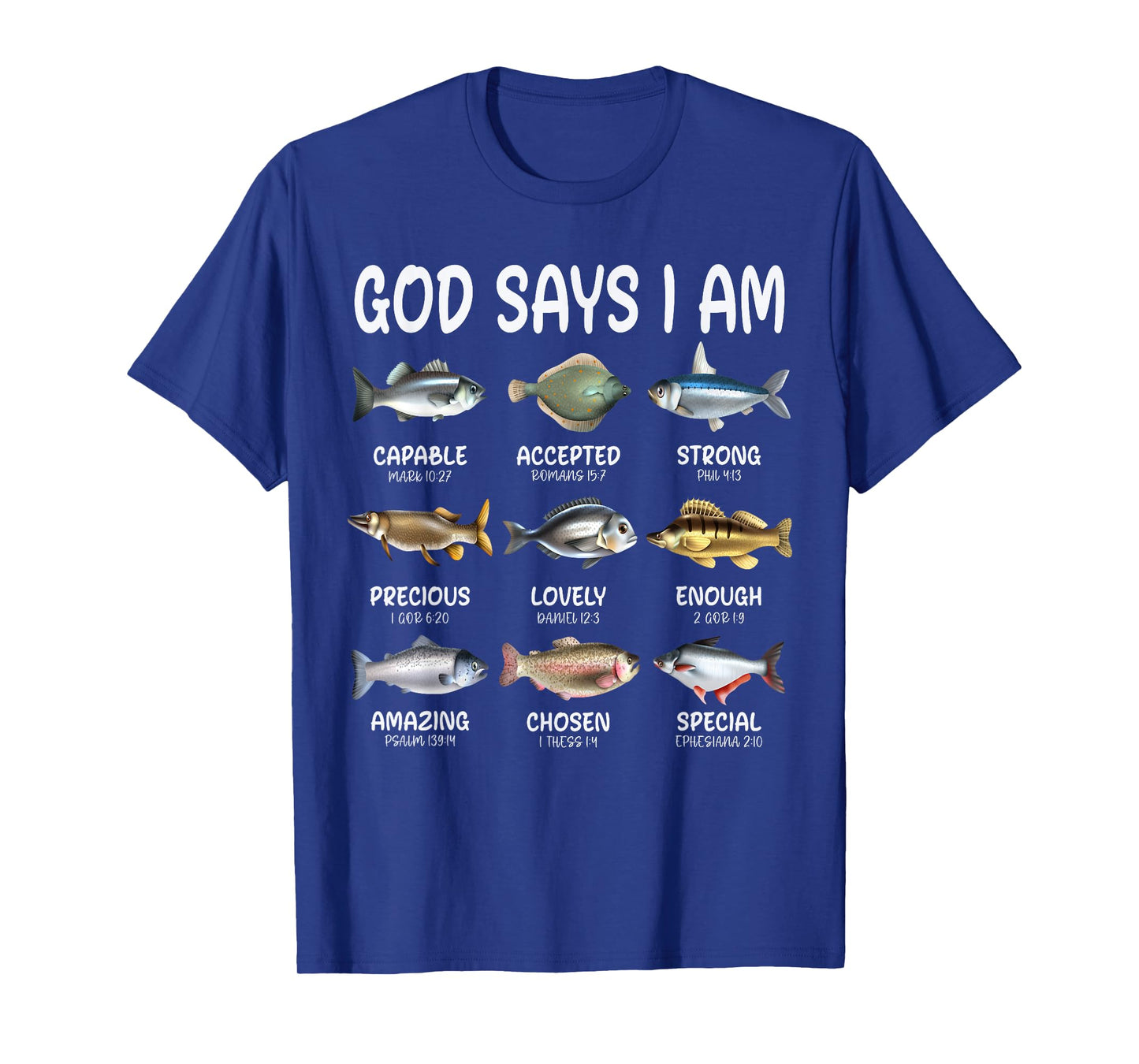 God Says I Am Christian Boys Girls Kids Fishing Fish Graphic T-Shirt