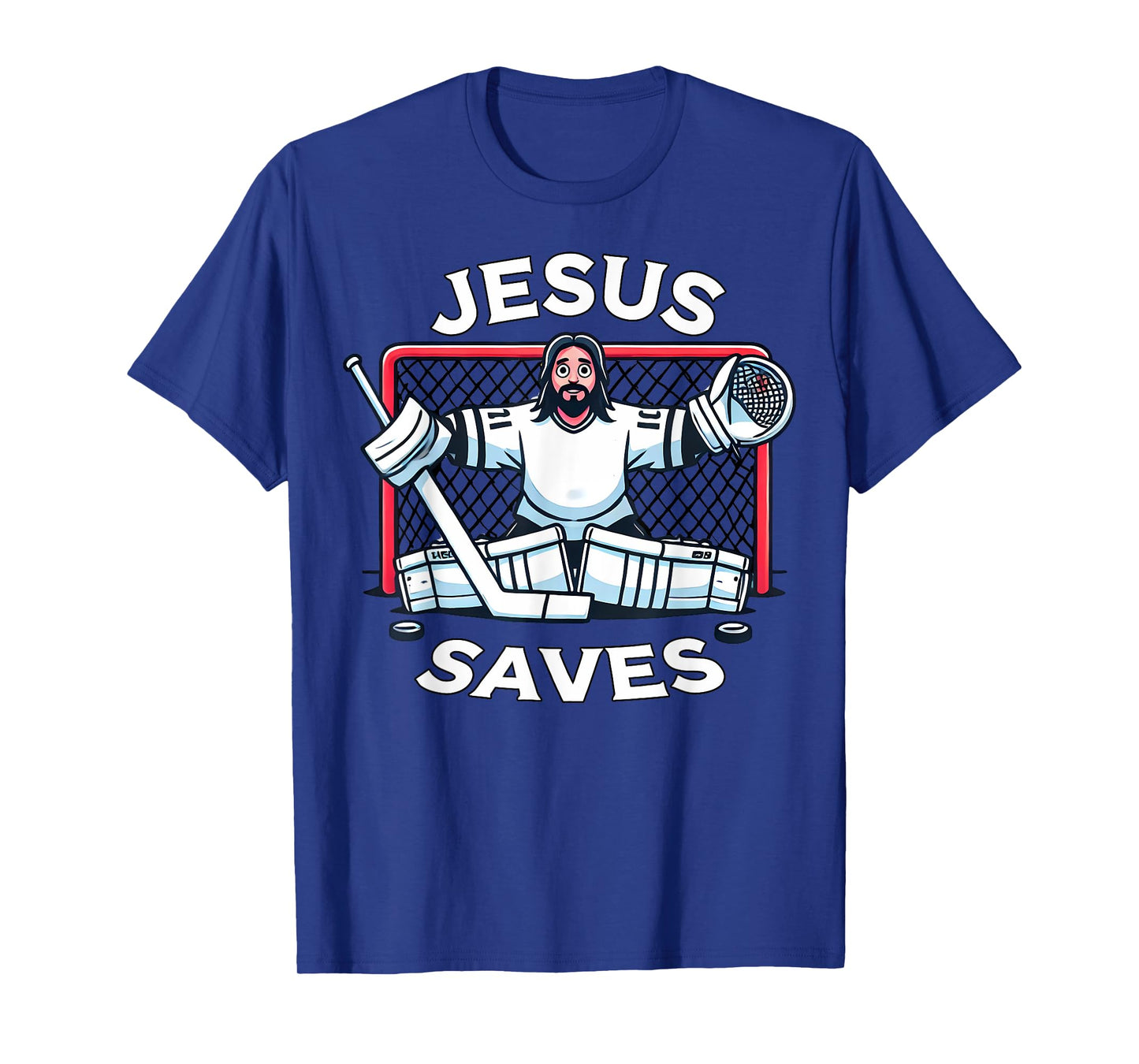 Funny Hockey Jesus Saves Goalie Sports Humor T-Shirt