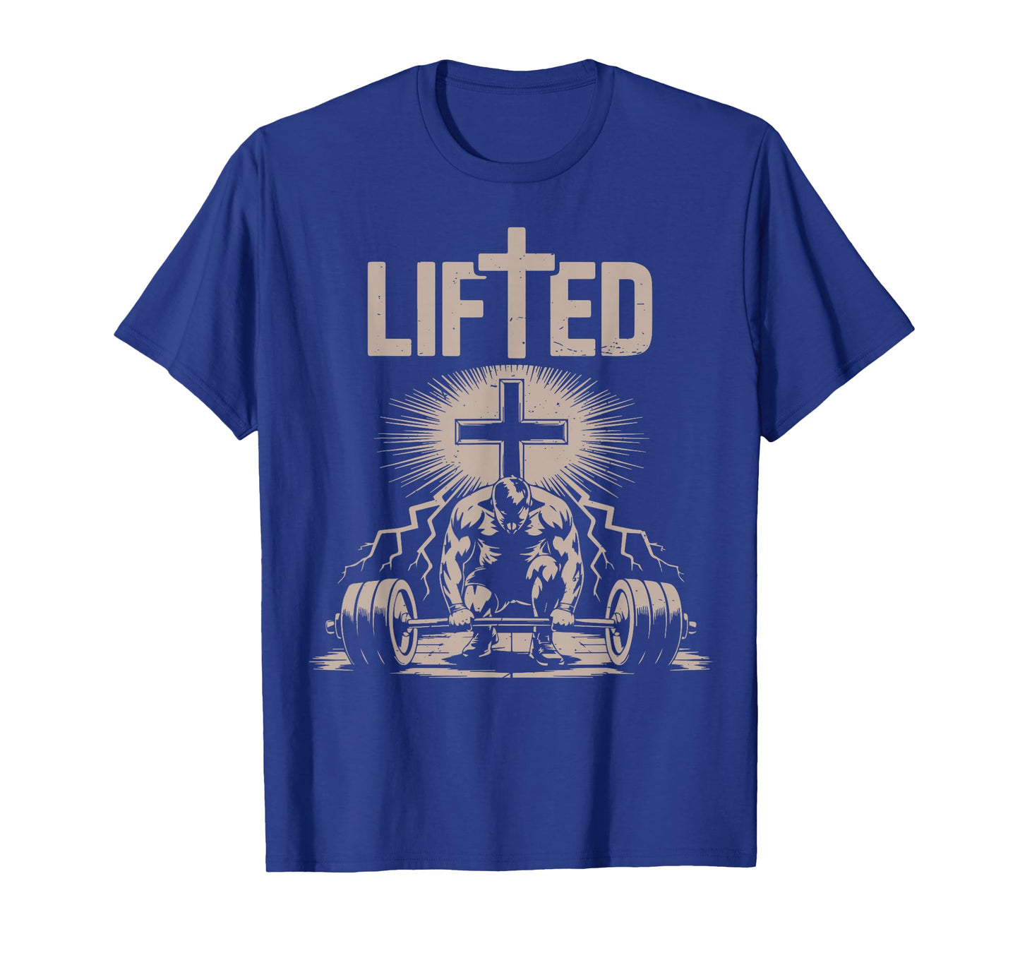 Lifted Funny Christian Workout Gym Jesus Weightlifting Cross T-Shirt
