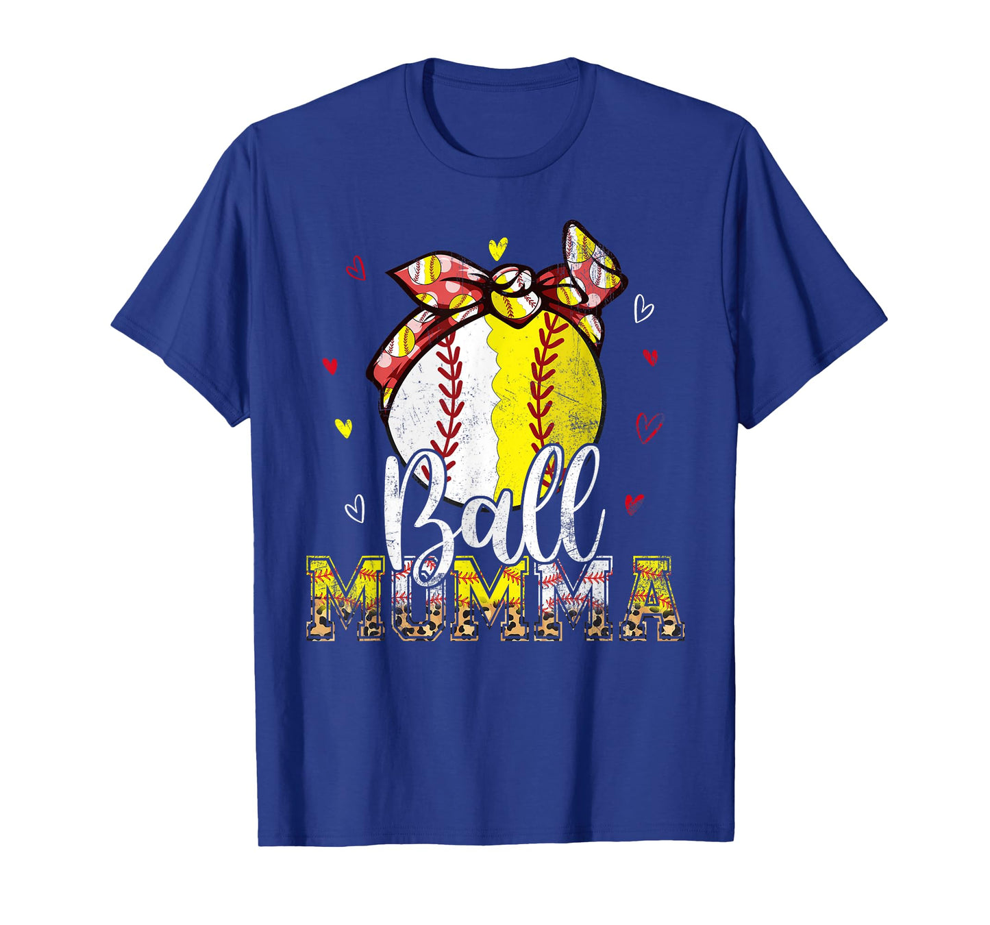 Softball Baseball Ball Momma Bandana Leopard Mothers Day T-Shirt