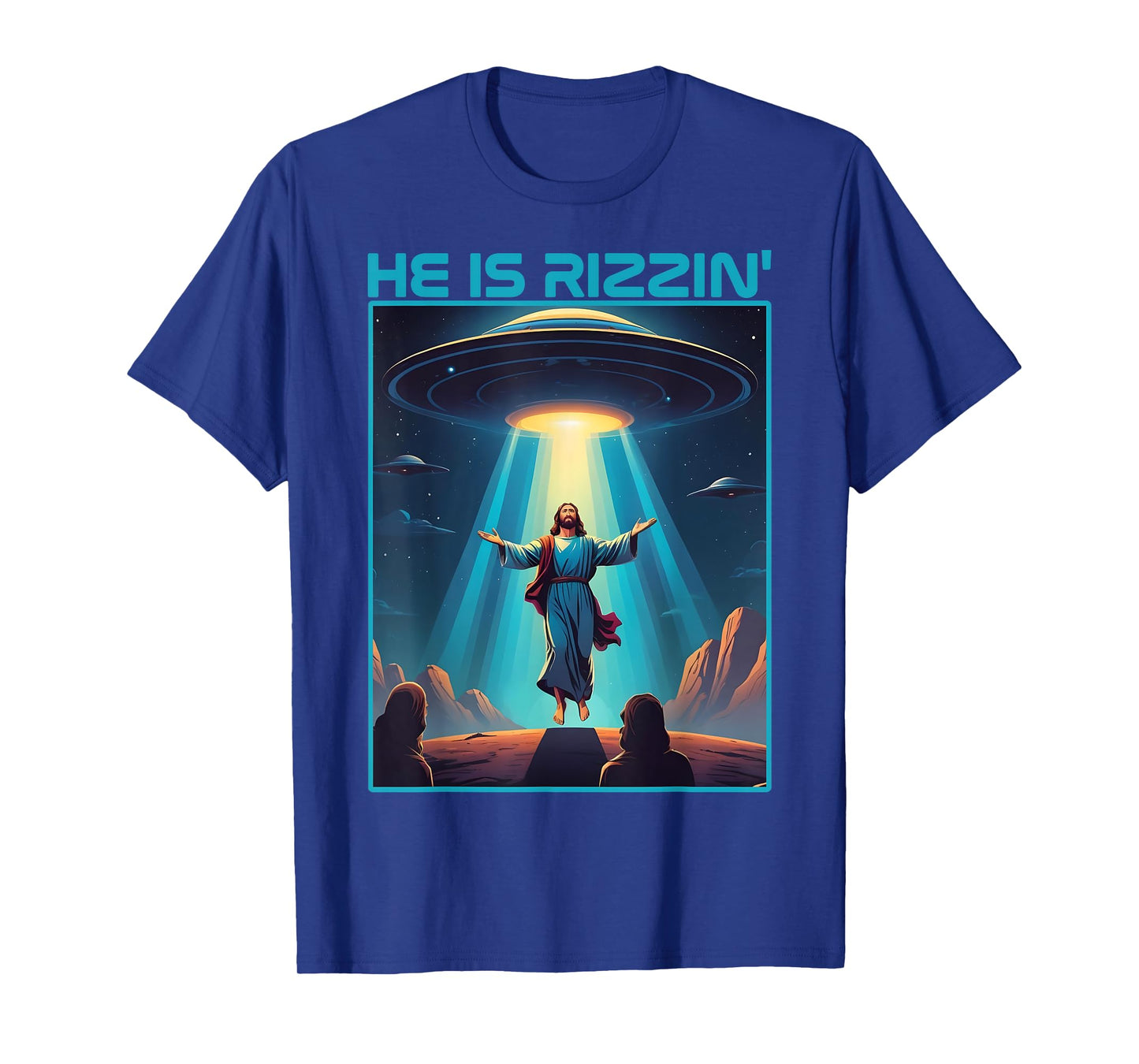 Funny jesus rizzin easter Ufo alien abduction space christ T-Shirt