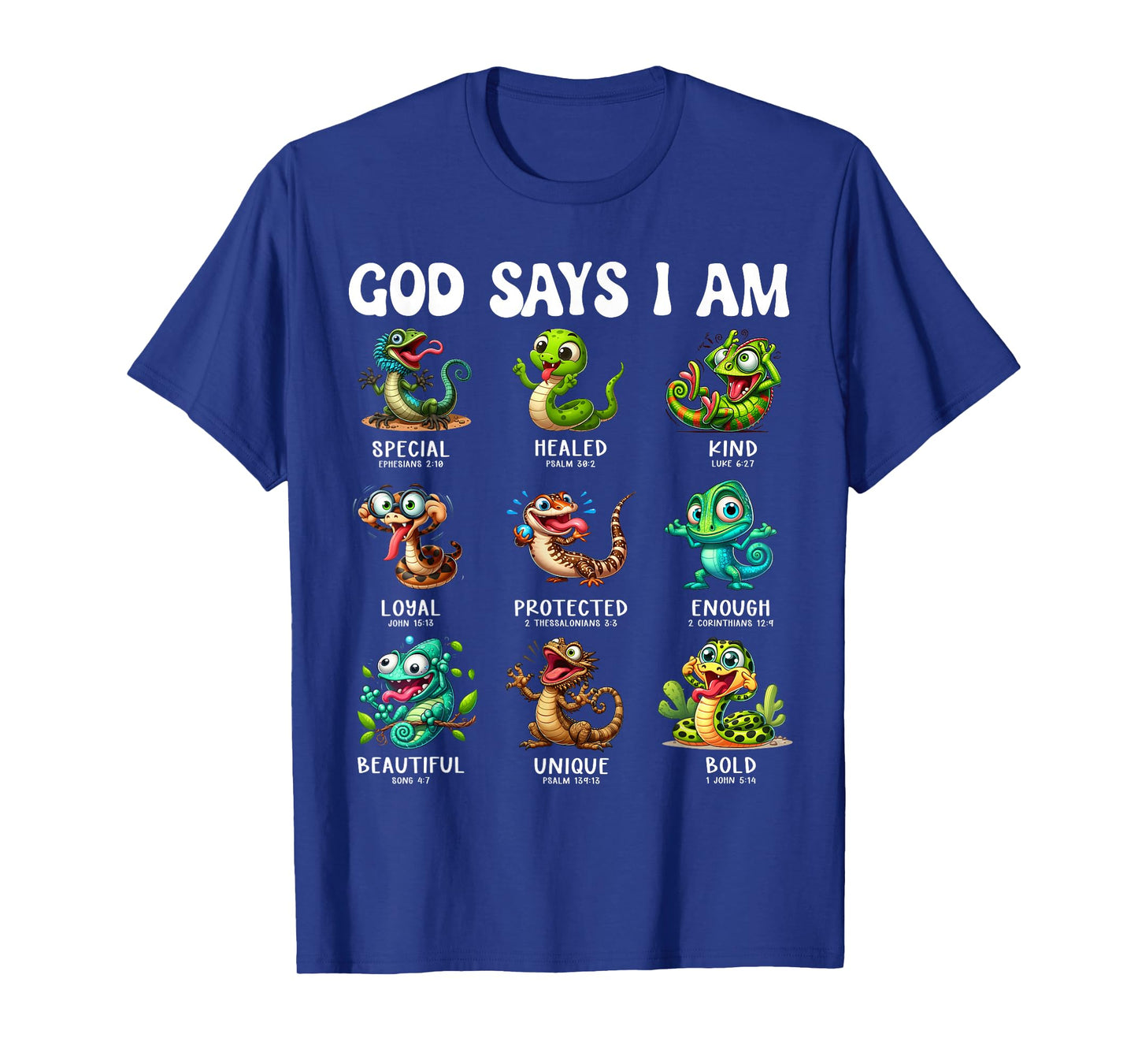 God Says I Am Reptile Scripture Cartoon Bible Design T-Shirt