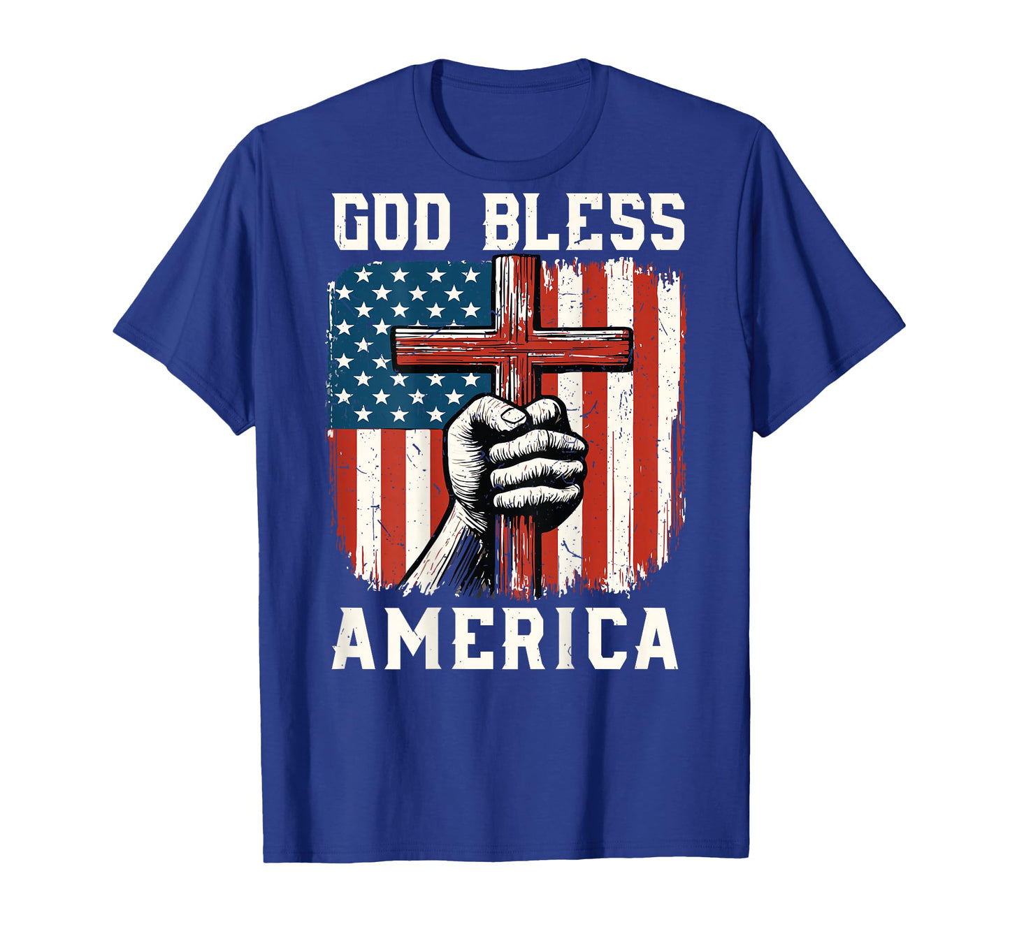 On-Back God Bless America Patriotic Christian Faith USA Flag T-Shirt