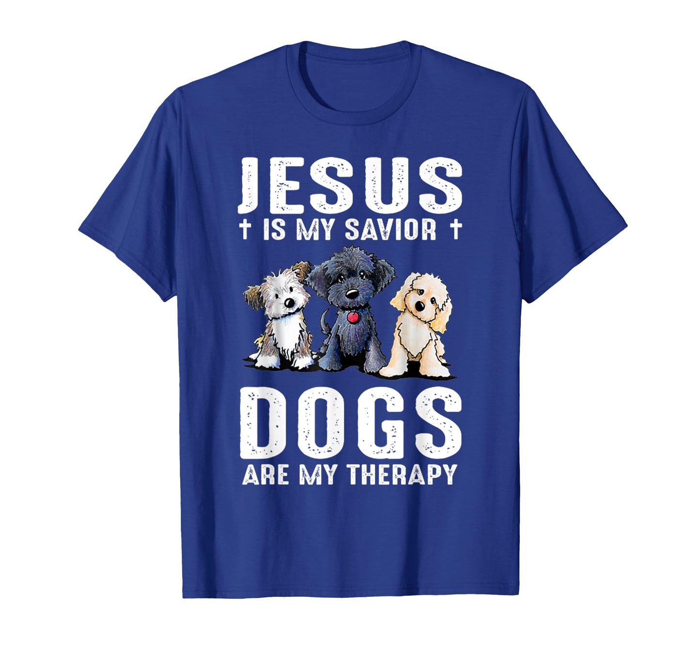 Vintage Jesus is My Savior Dogs are My Therapy Jesus Christ T-Shirt