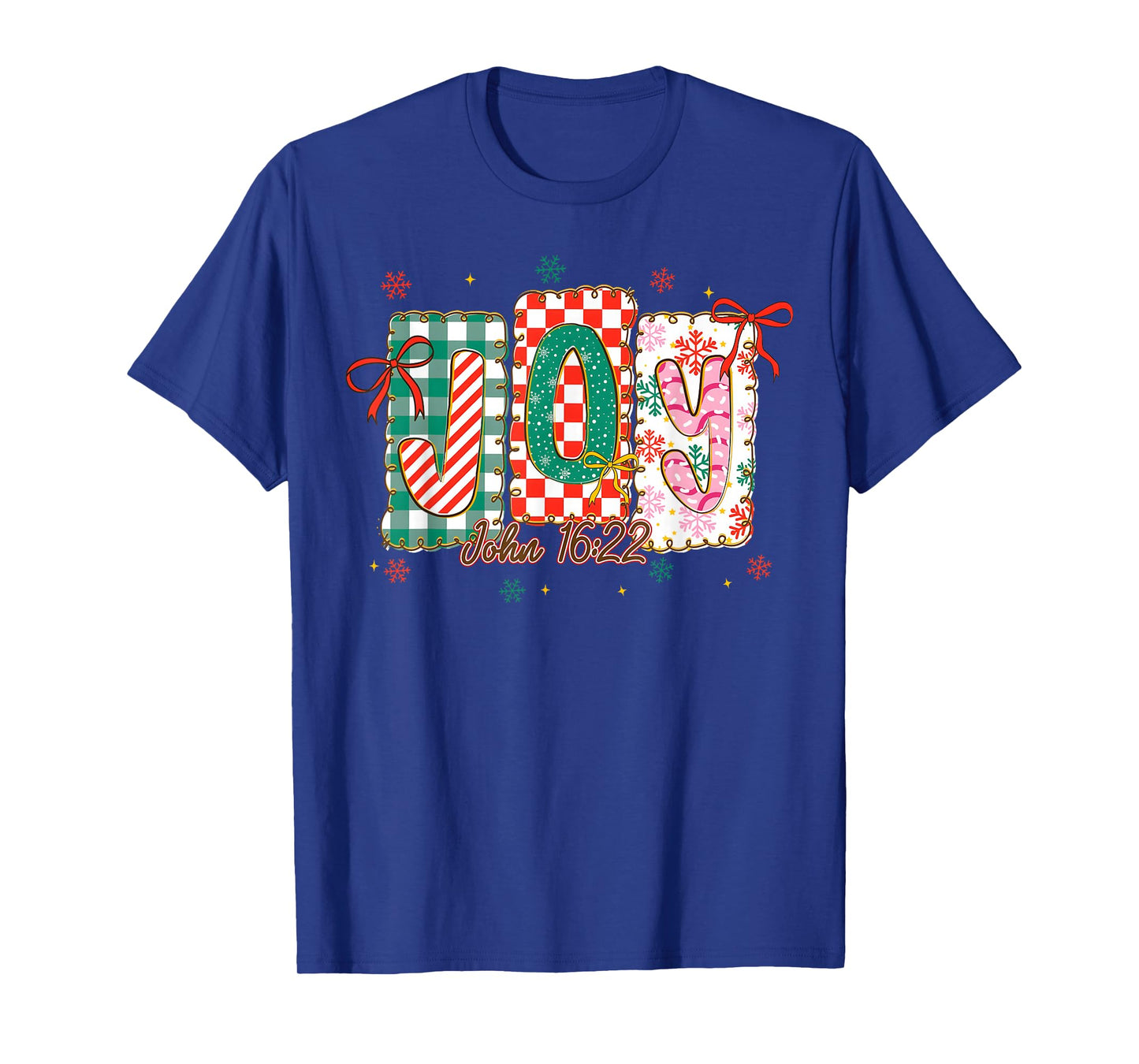 Preppy Joy Bible Verse Christmas Girl Women Coquette Bow T-Shirt