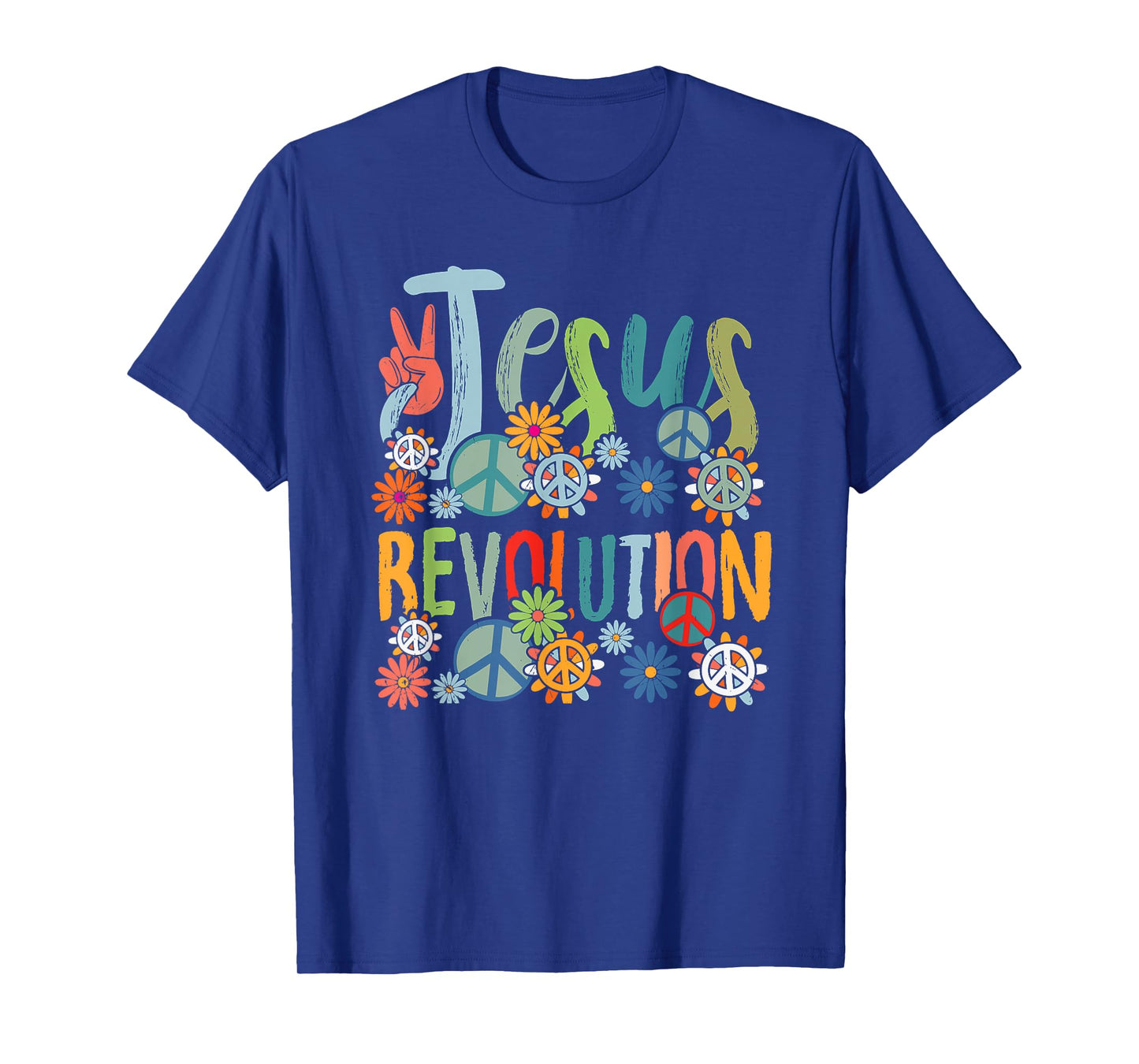 Jesus Revolution Faith Retro Groovy Flower Peace Sign T-Shirt