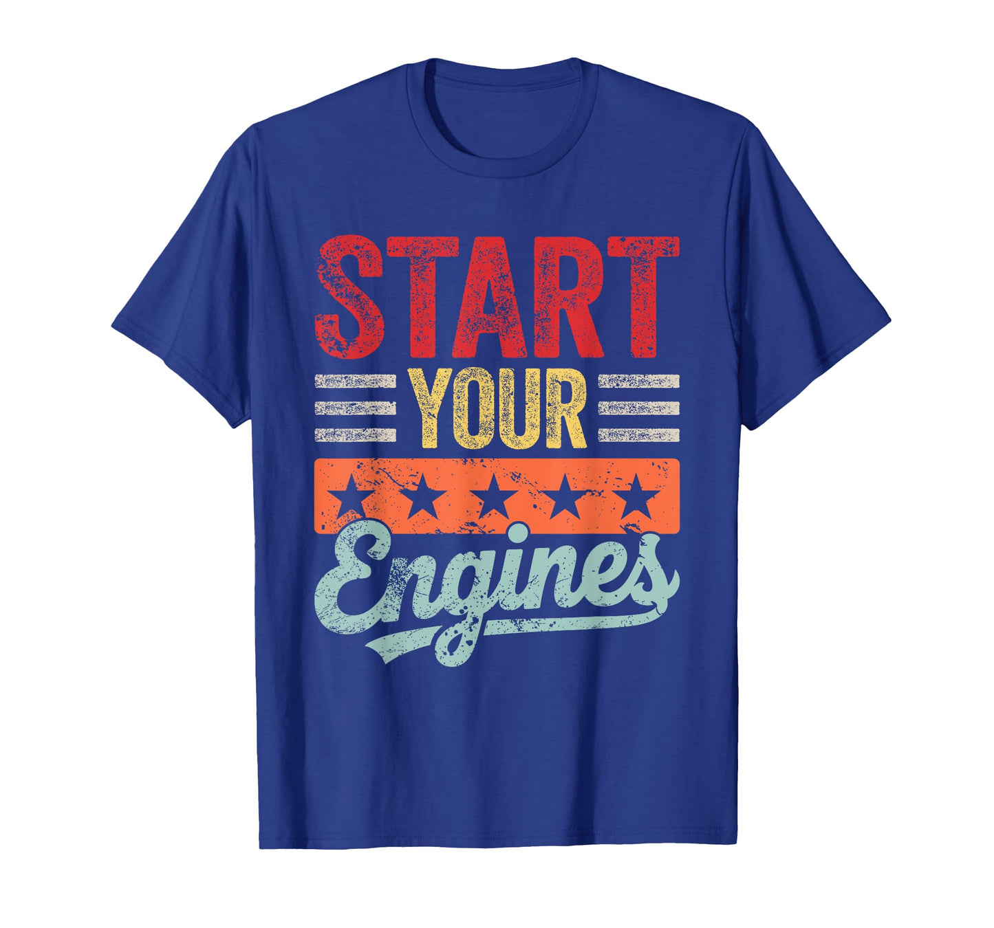 Retro Start Your Engines Vintage Checkered Flag Race Car T-Shirt