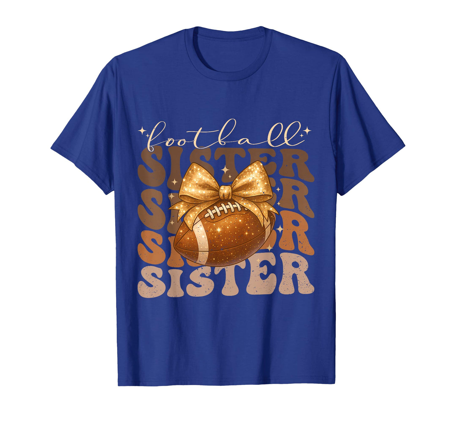 Retro Cute Groovy Coquette Bow for Birthday Football Sister T-Shirt