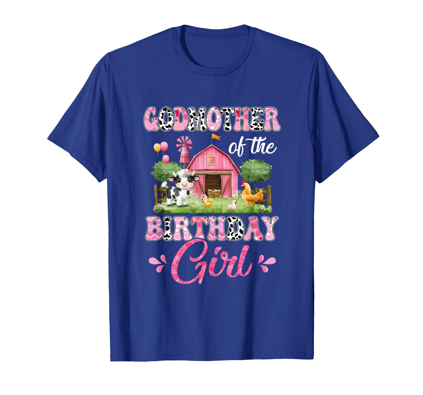 Godmother Of The Birthday Girl 1St Birthday Cow Farm Family T-Shirt