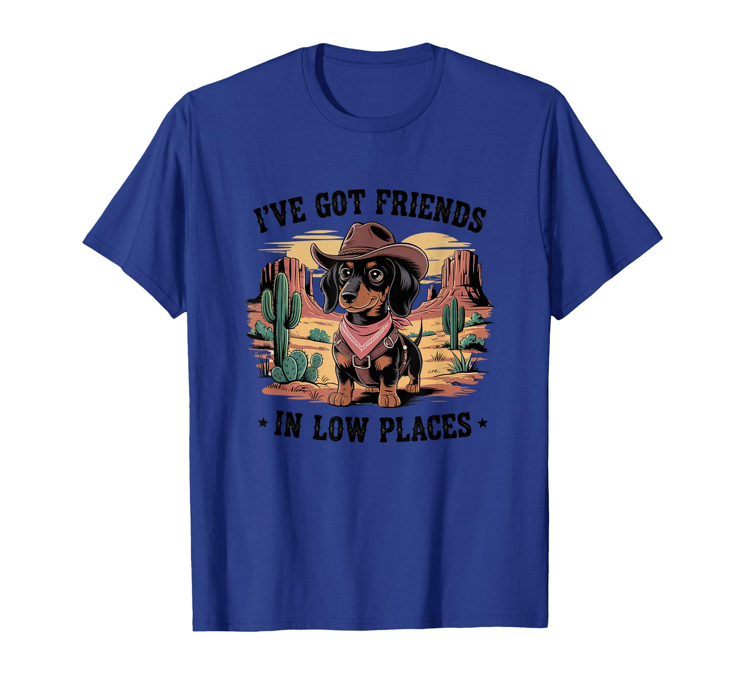 Sarcastic Animal Dachshund Desert Cowboy Design T-Shirt