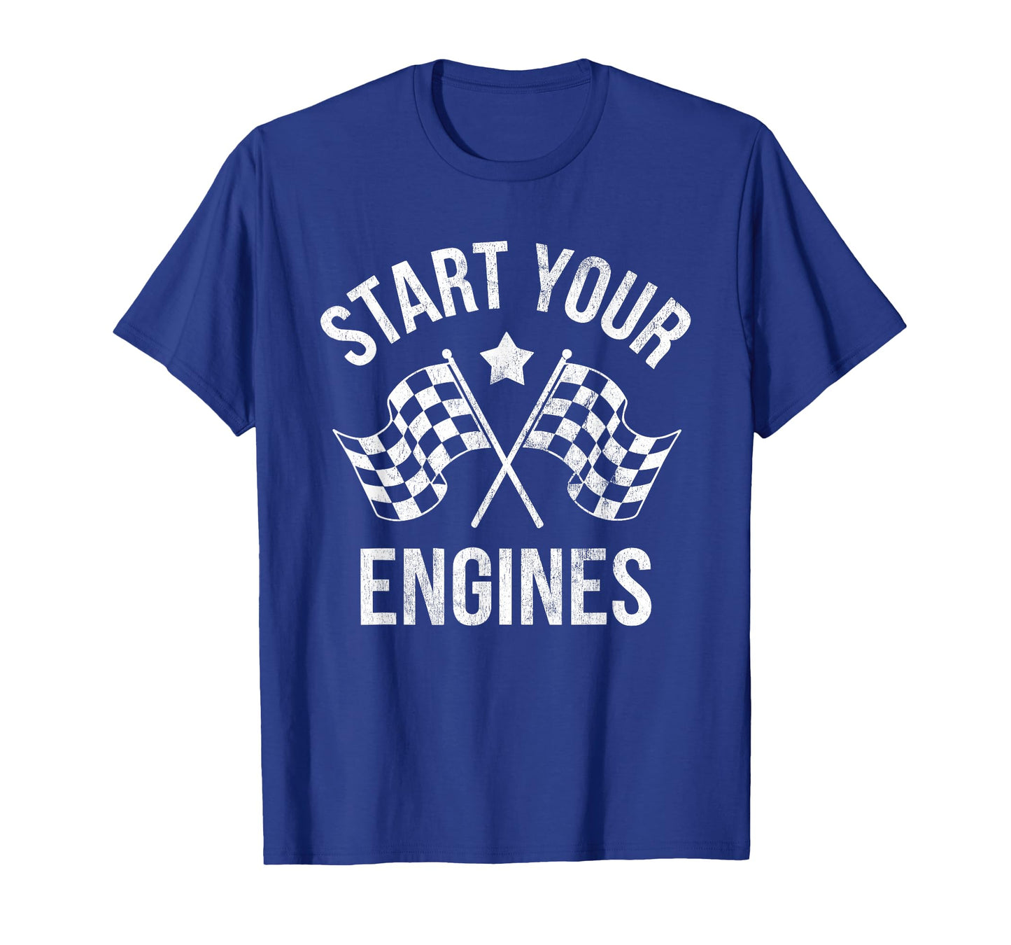 Start Your Engines Vintage Checkered Flag Race Car T-Shirt