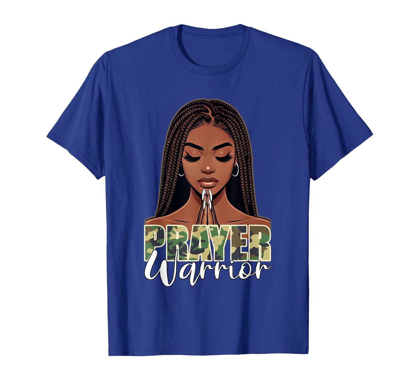 Prayer Warrior Young Christian Black Woman Pray Camo T-Shirt