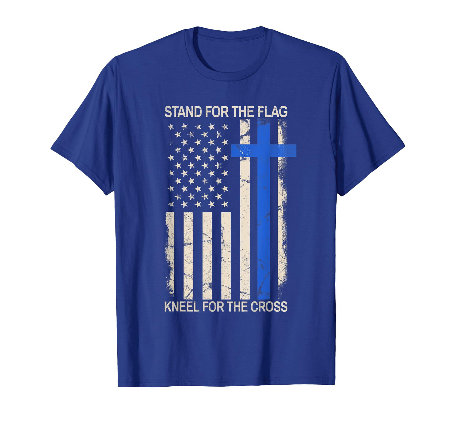 Stand For The Flag Kneel For The Cross Thin Blue Line Flag T-Shirt