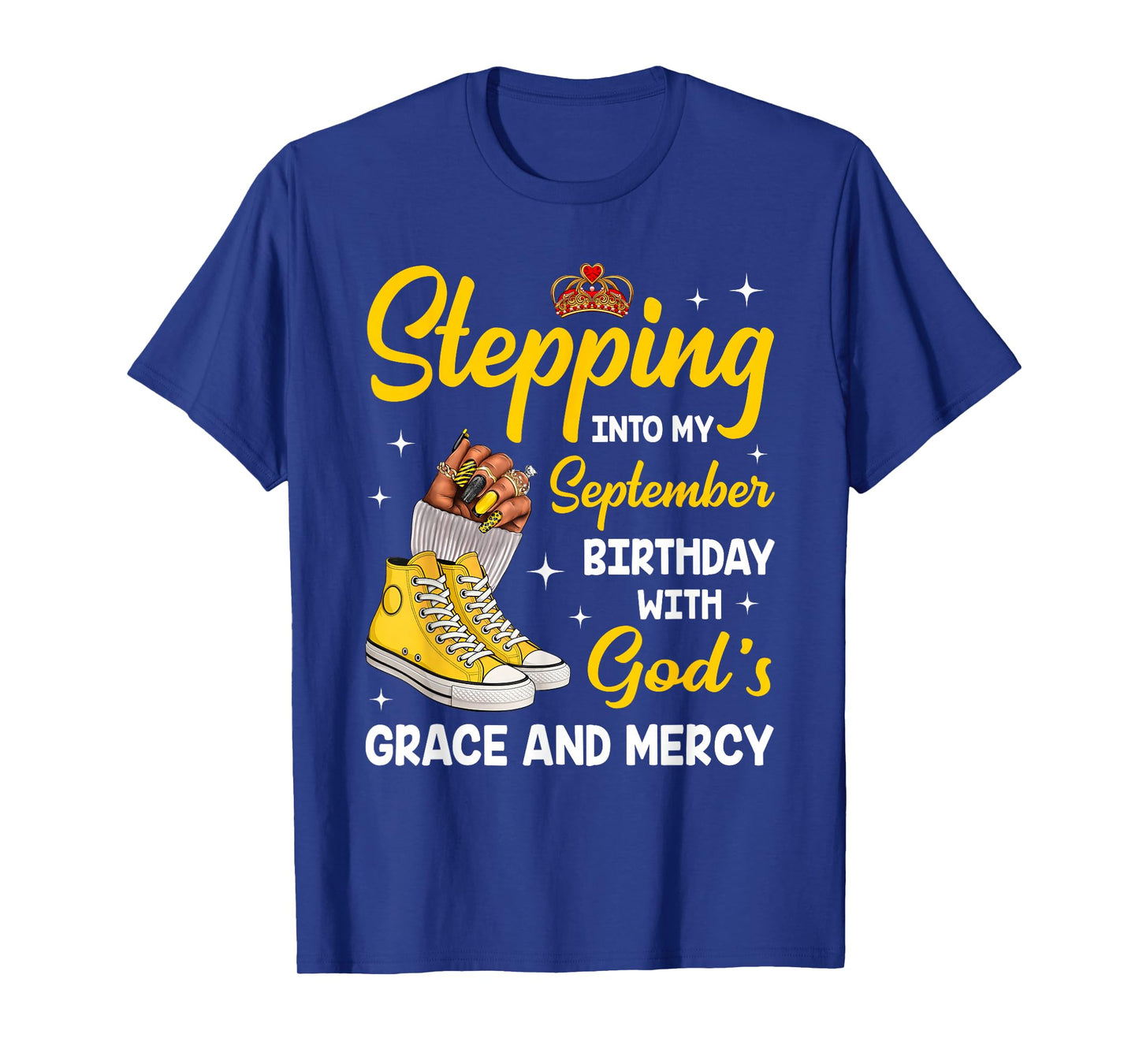 Stepping Into My September Birthday Queen Melanin Afro Woman T-Shirt