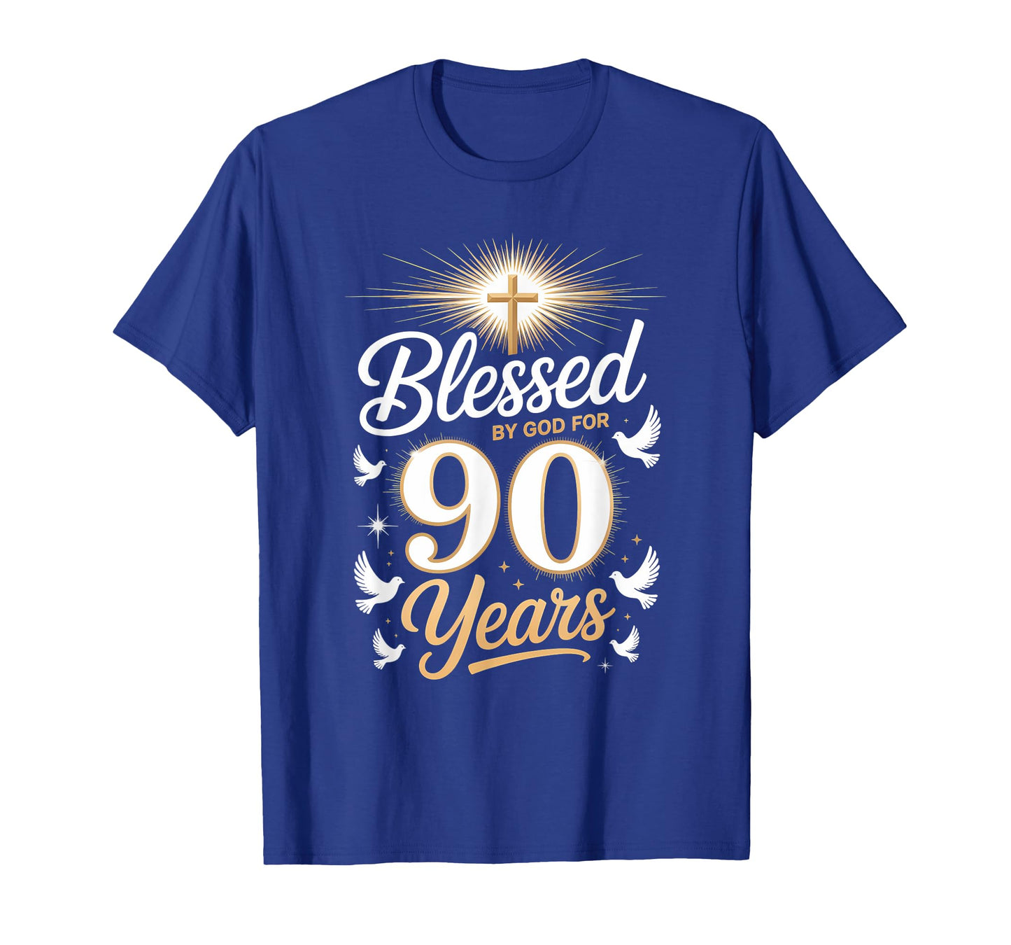 Blessed by God for 90 Years Religious Themed 90th Birthday T-Shirt