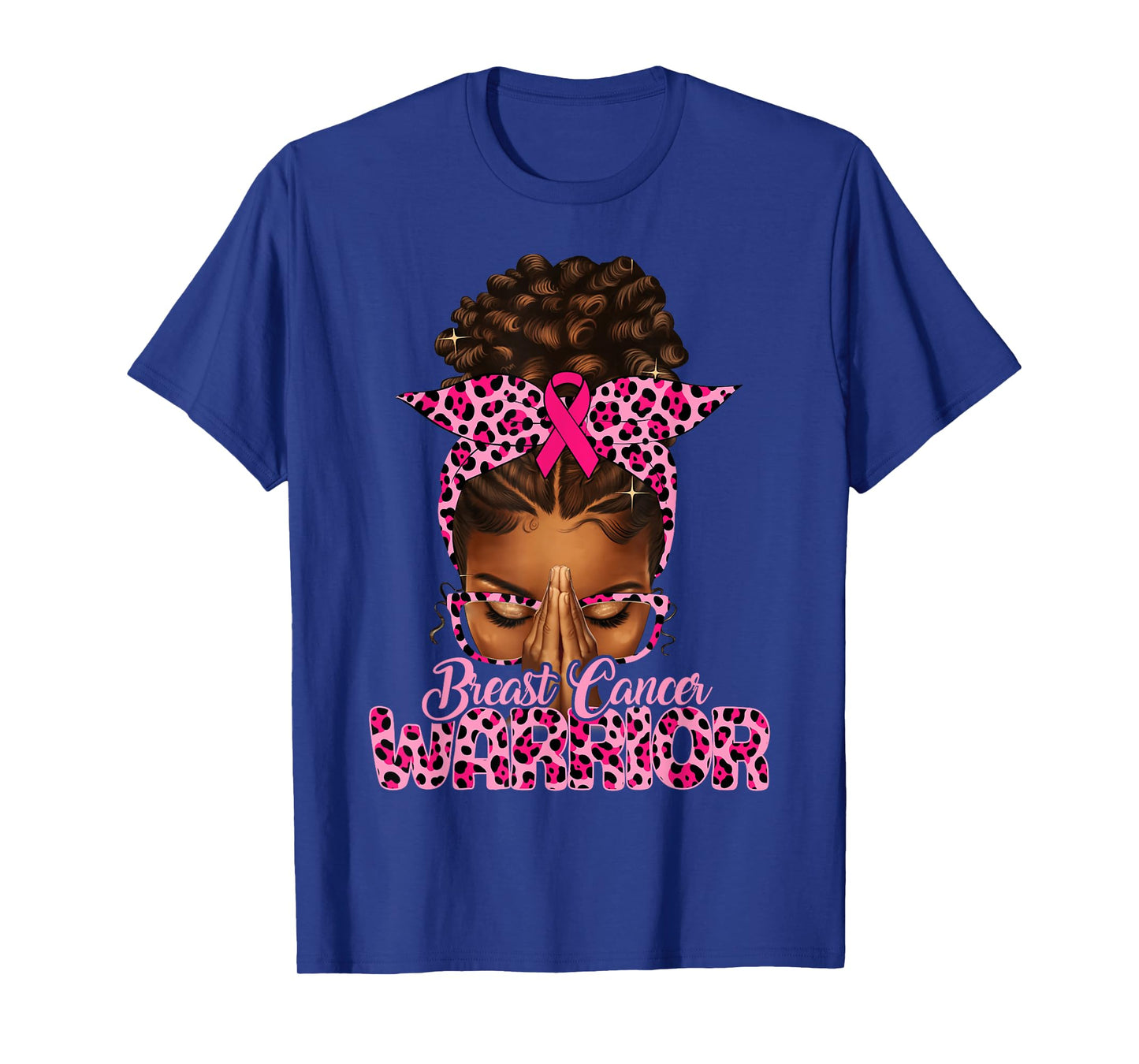 Breast Cancer Warrior Praying Black Women Afro Christian T-Shirt
