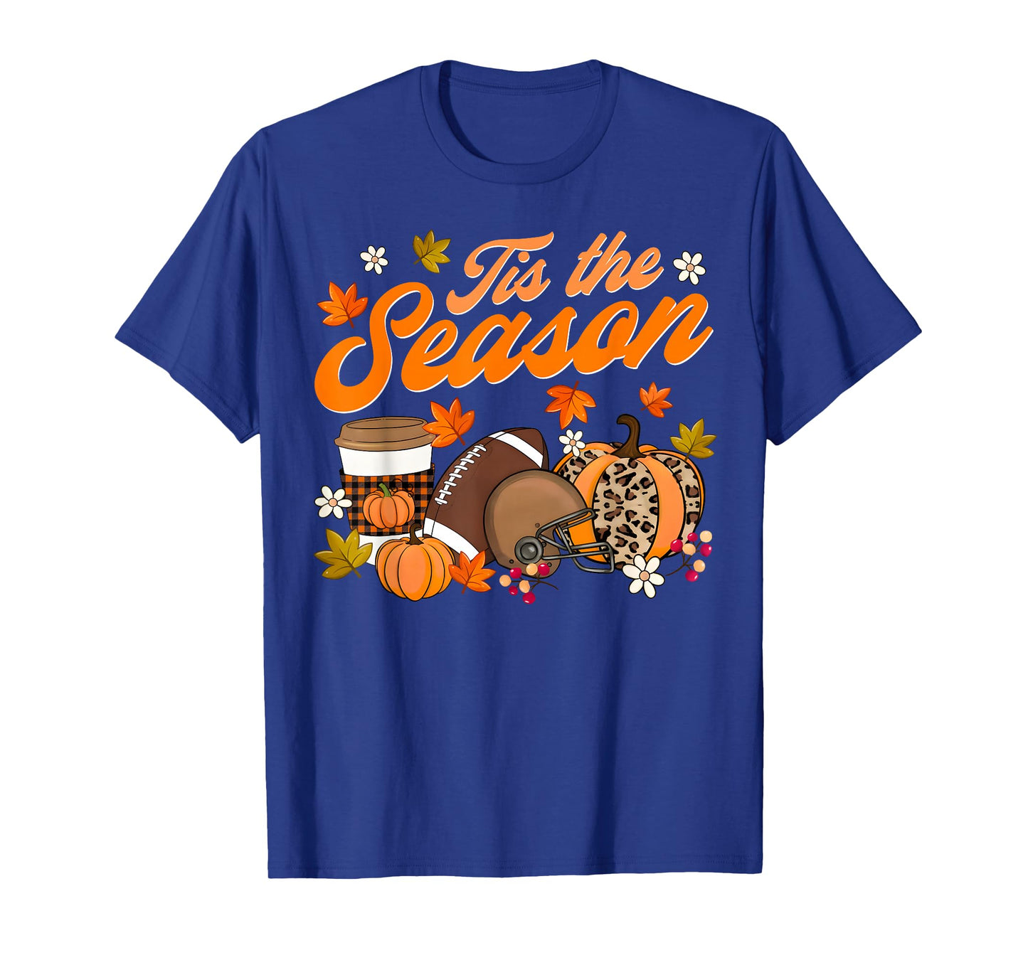 Pumpkin Spice Football Tis The Season Fall Thanksgiving T-Shirt