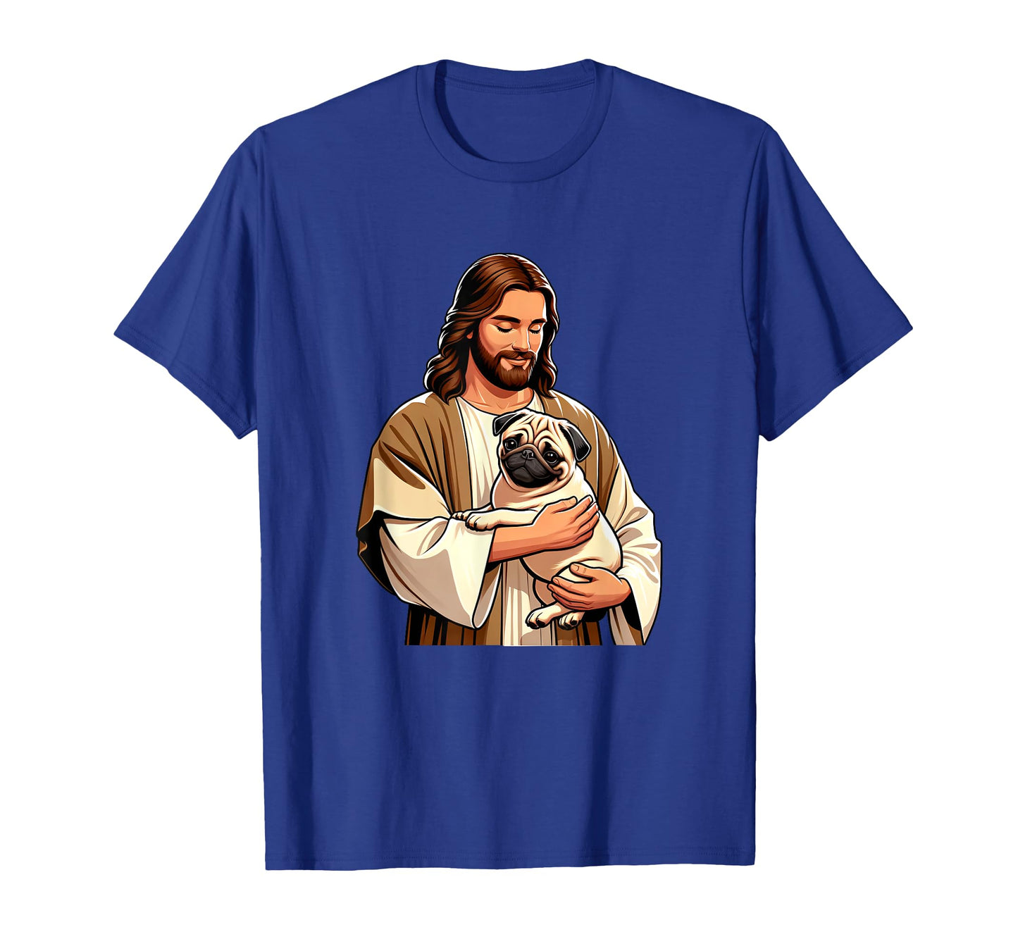 Pug Jesus byAxisone Unisex-Adults Kids T-Shirt Black Small Cartoon Christmas